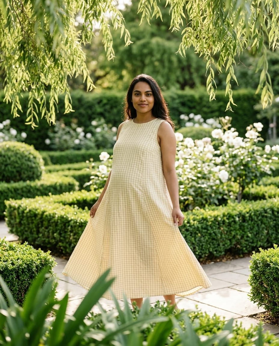 Journy Lucy Maternity / Breastfeeding Dress - Butter Yellow Check Tencel