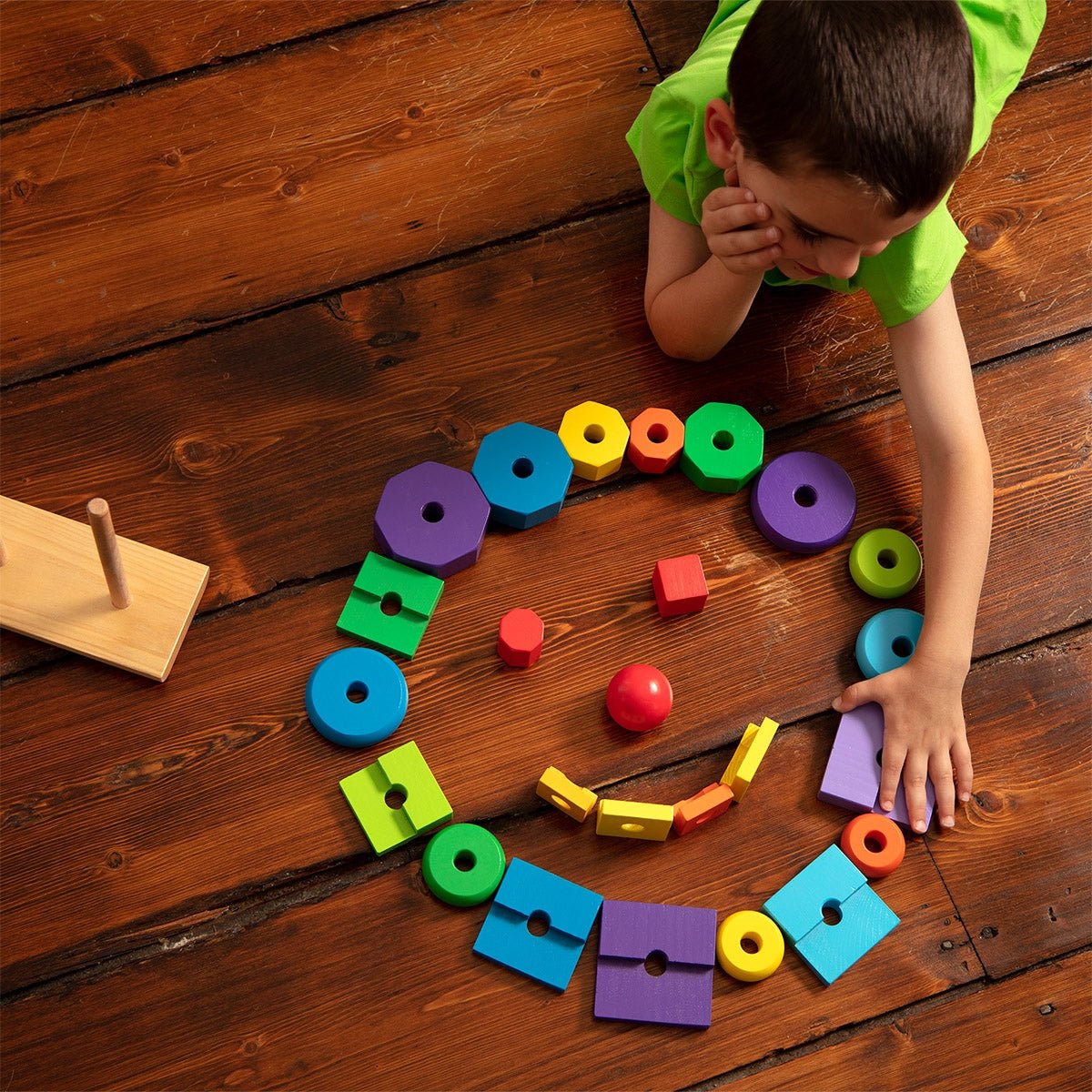 Melissa & Doug Geometric Shape Sorting Stacker Wooden Toddler Toy - Baby&More