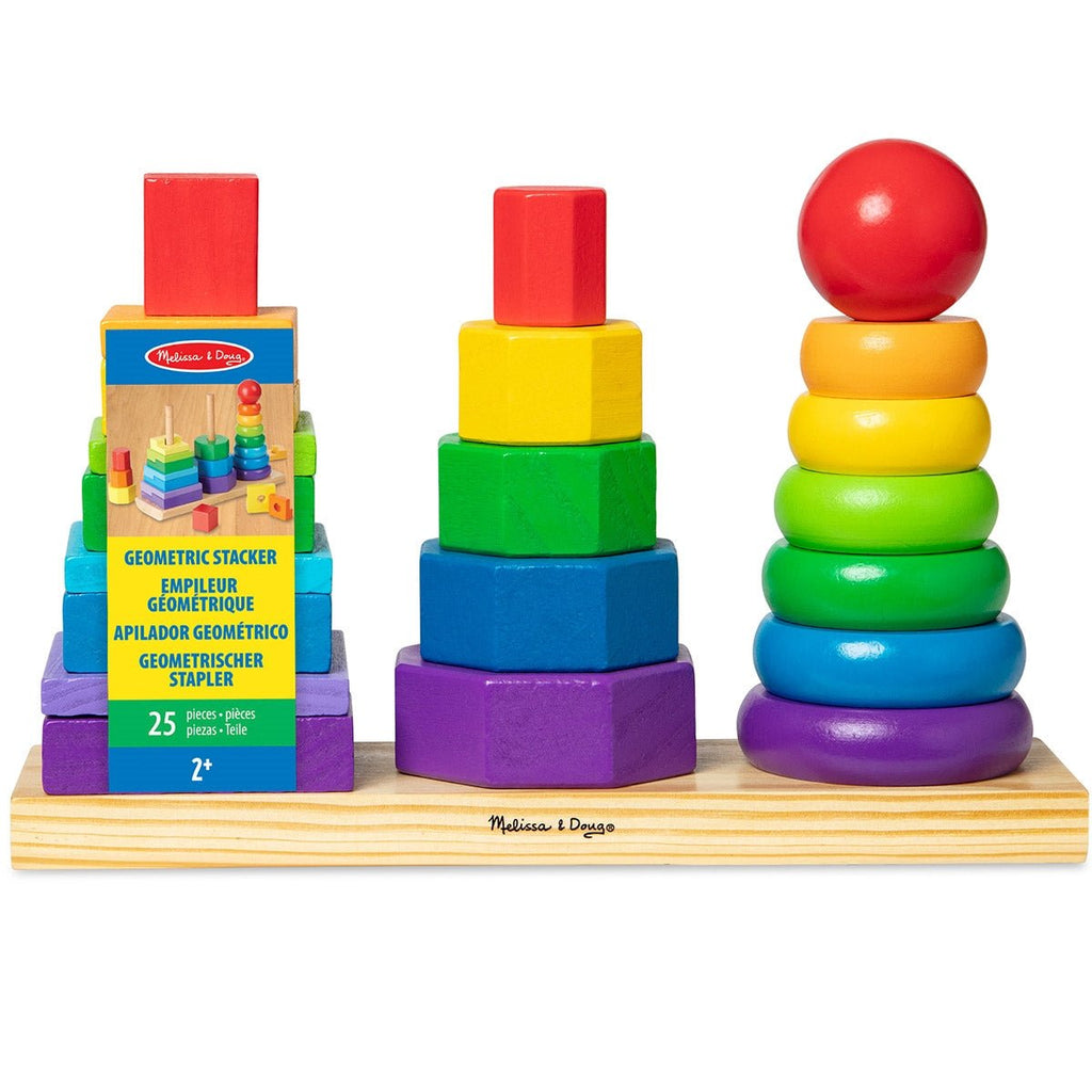 Melissa & Doug Geometric Shape Sorting Stacker Wooden Toddler Toy - Baby&More