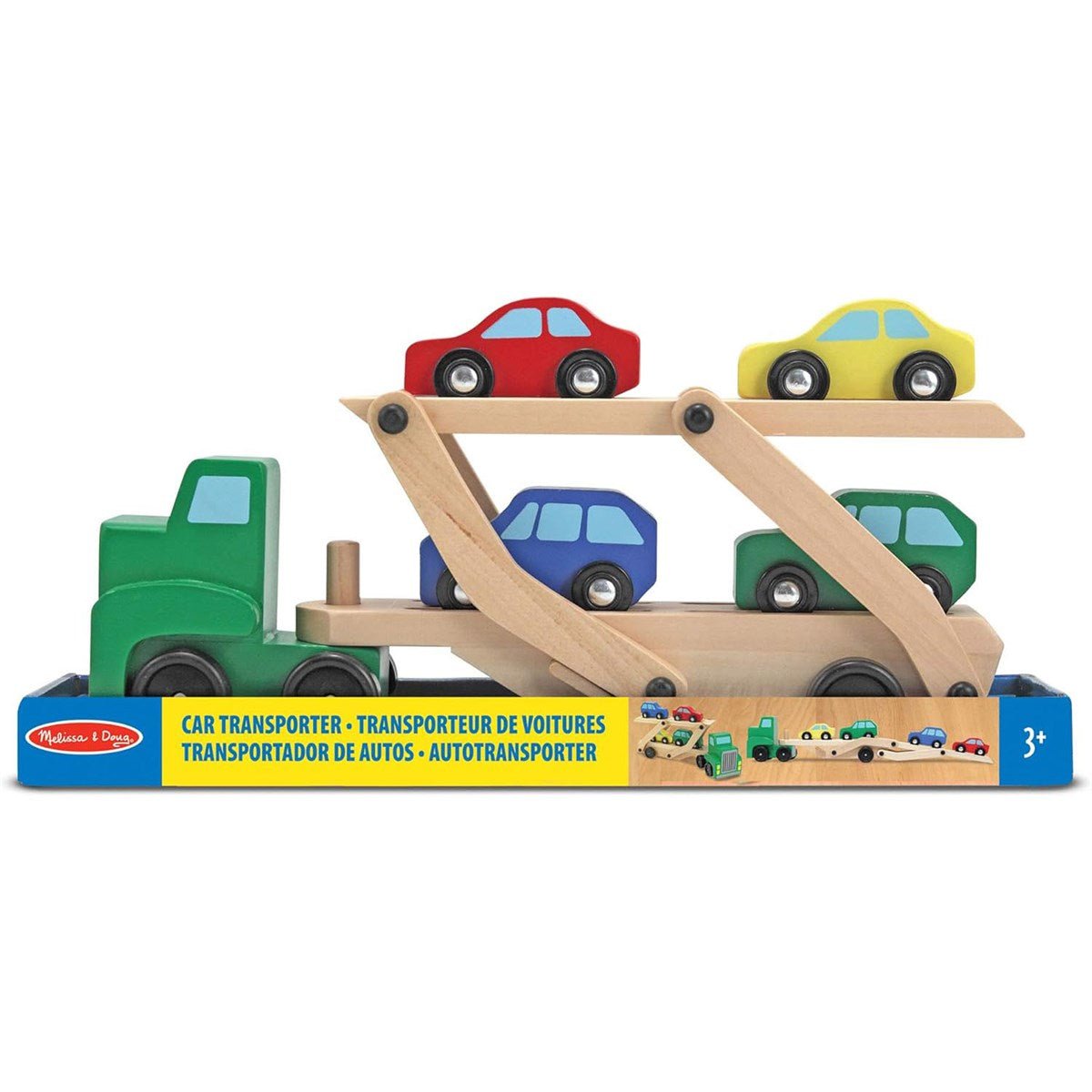 Melissa & Doug Wooden Car Transporter Toy Truck & Cars - Baby&More