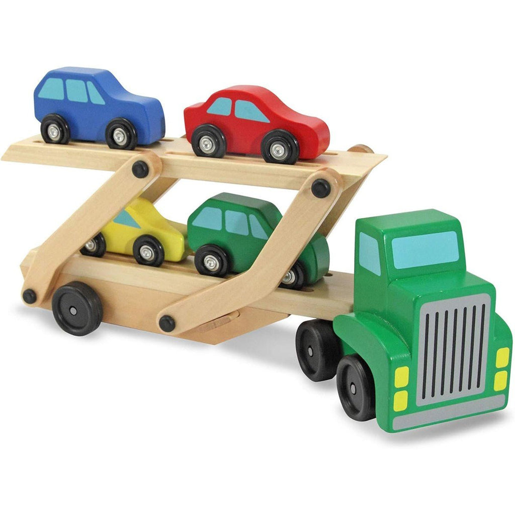 Melissa & Doug Wooden Car Transporter Toy Truck & Cars - Baby&More
