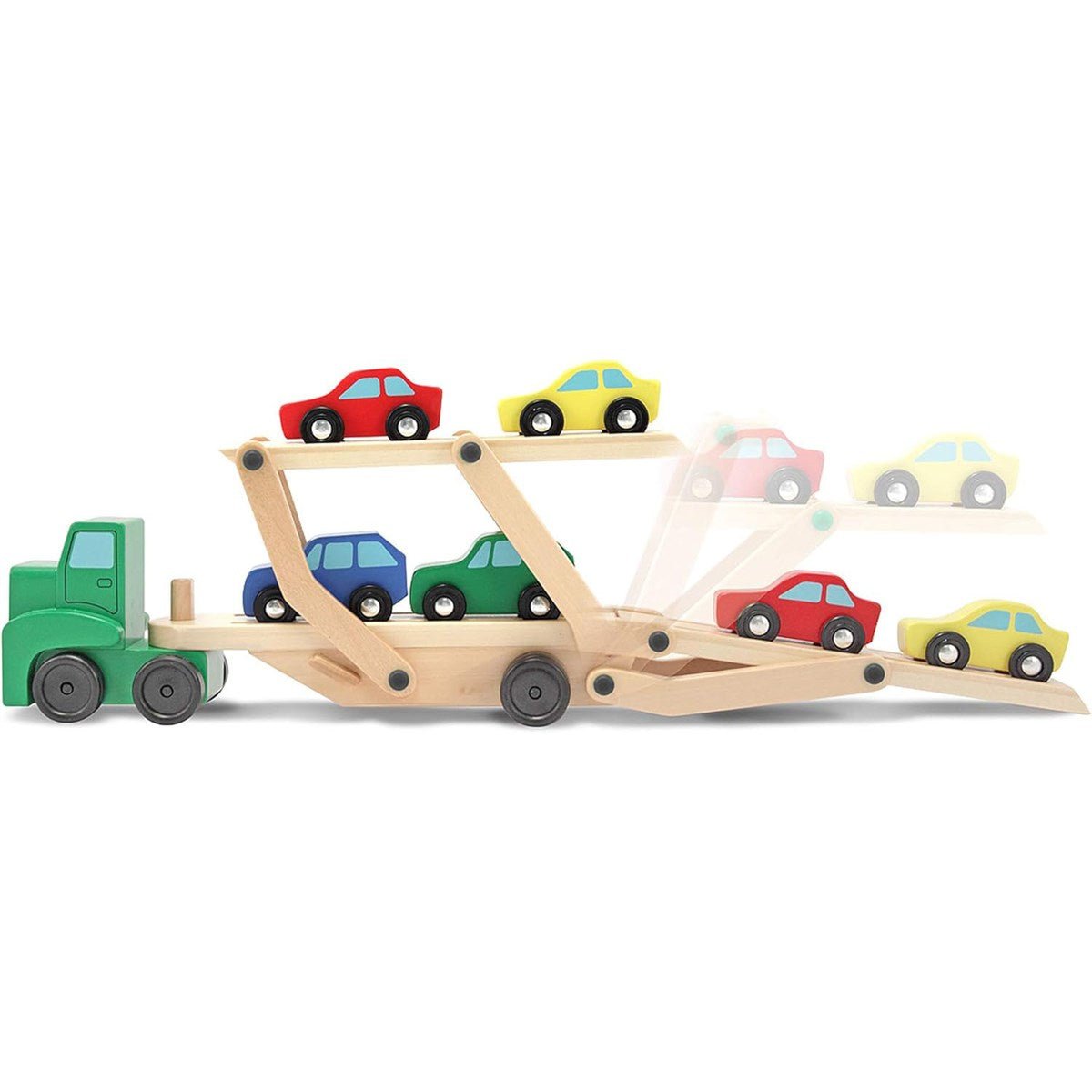 Melissa & Doug Wooden Car Transporter Toy Truck & Cars - Baby&More