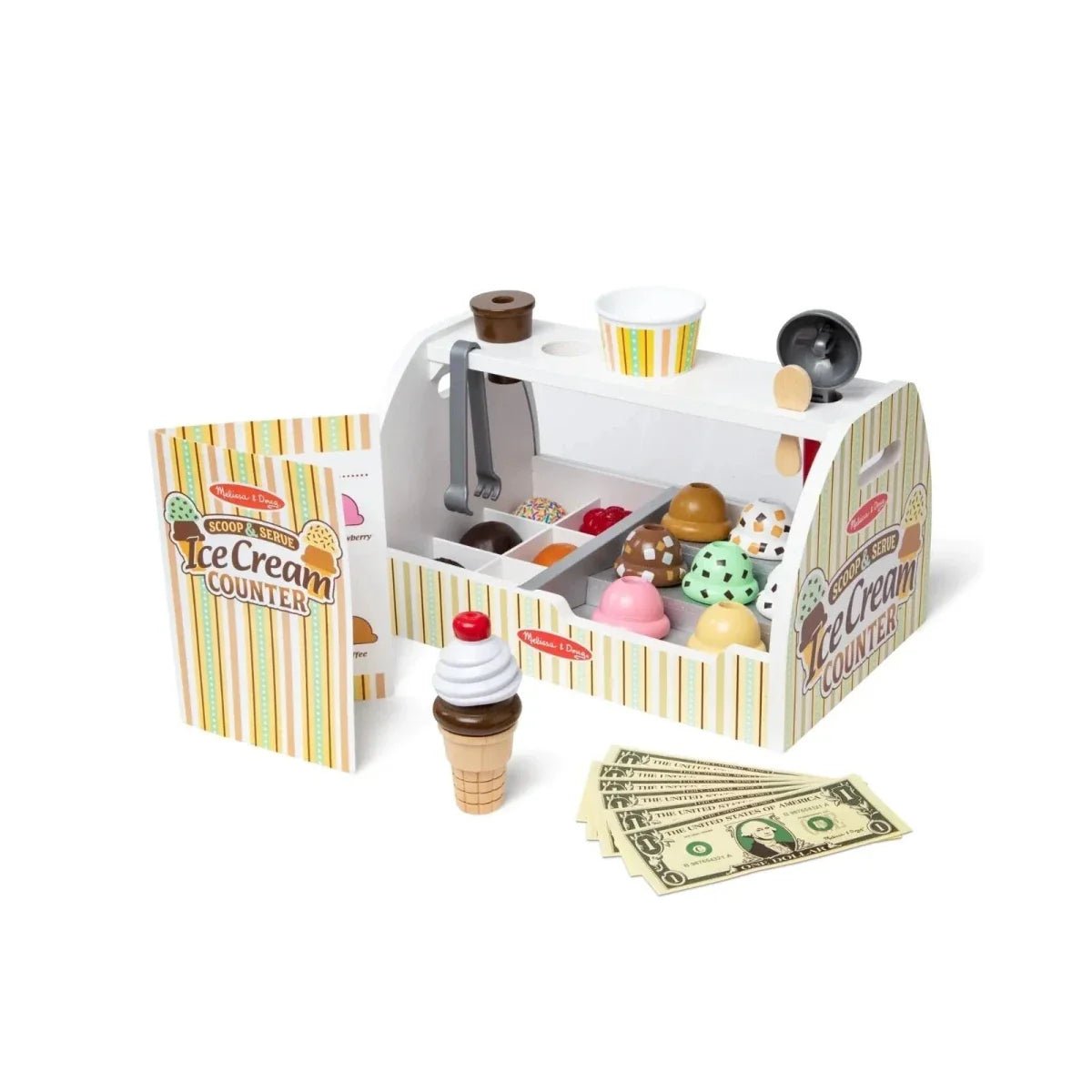 Melissa & Doug Wooden Ice Cream Counter Play Set - Baby&More