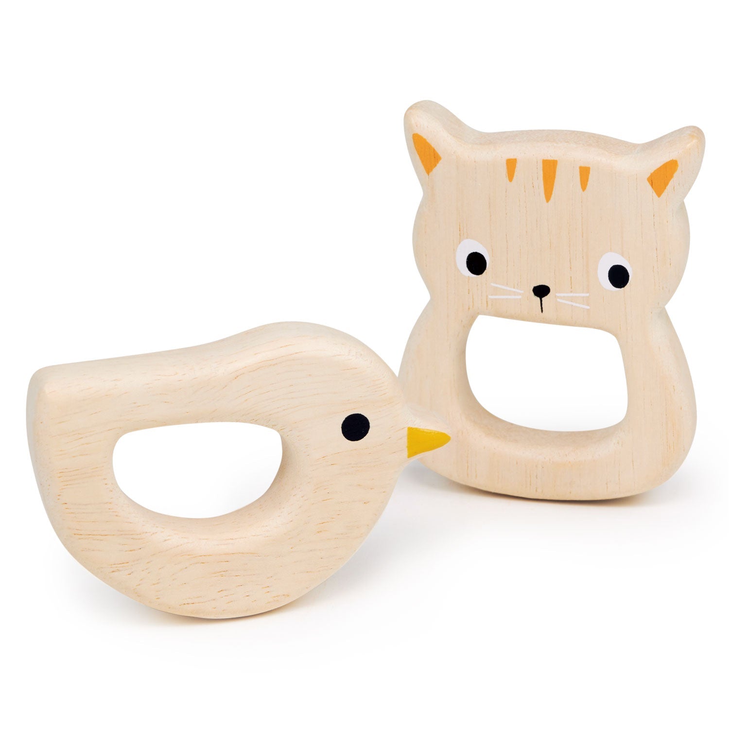 Mentari Wooden Bird & Kitten Teethers - Baby&More