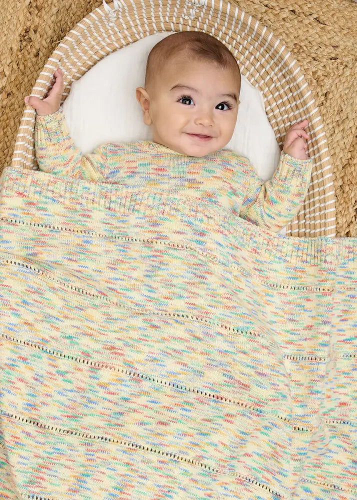 The bonniemob Space-Dye Organic Cotton Knitted Baby Blanket