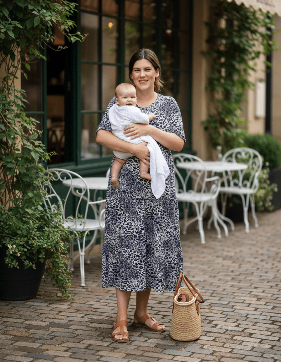Milkymoon Midi Breastfeeding Dress - Grey Leopard - Baby&More