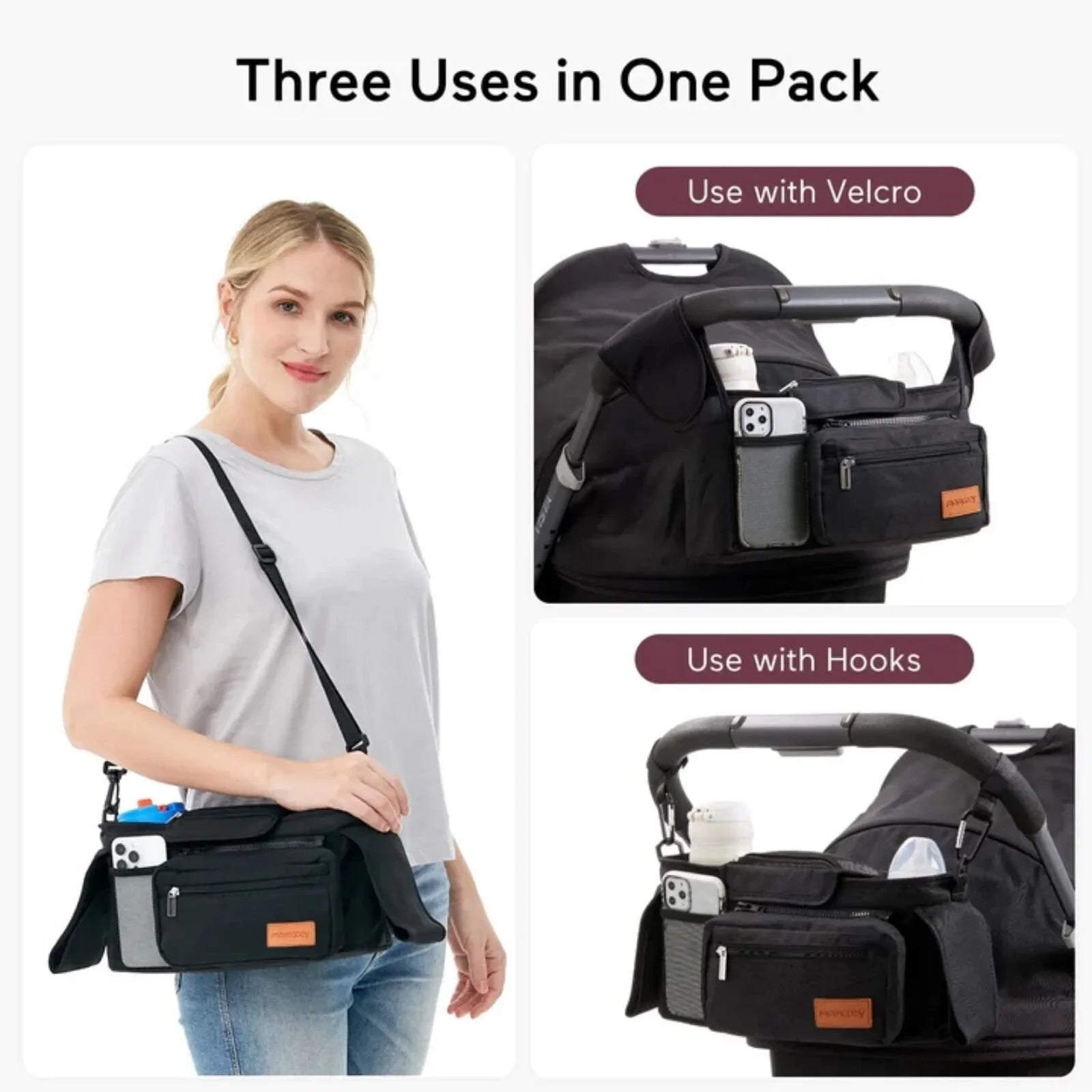 Momcozy All - in - One Stroller Organiser - Black - Baby&More