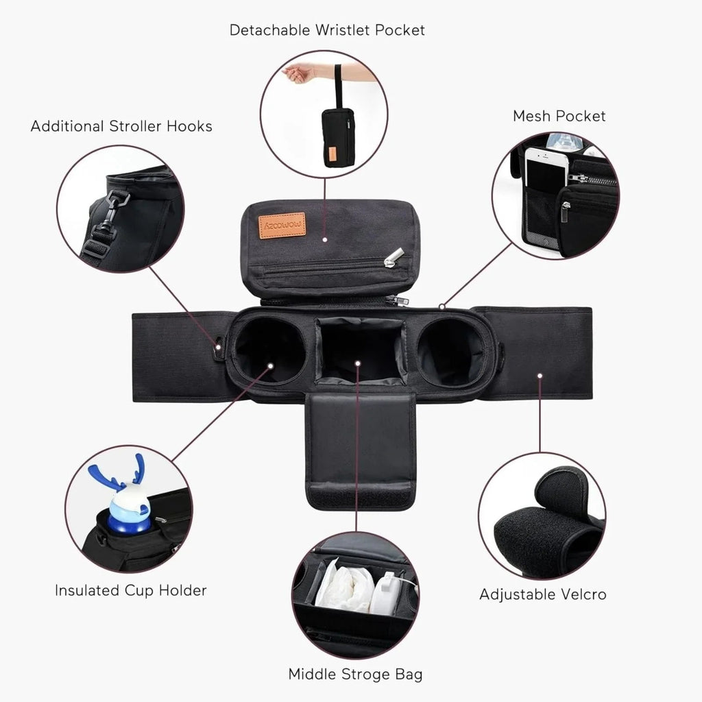 Momcozy All - in - One Stroller Organiser - Black - Baby&More