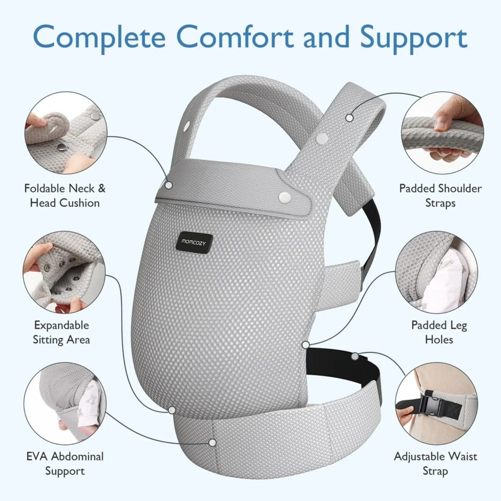 Momcozy Baby Carrier Newborn to Toddler Air Mesh - Grey - Baby&More