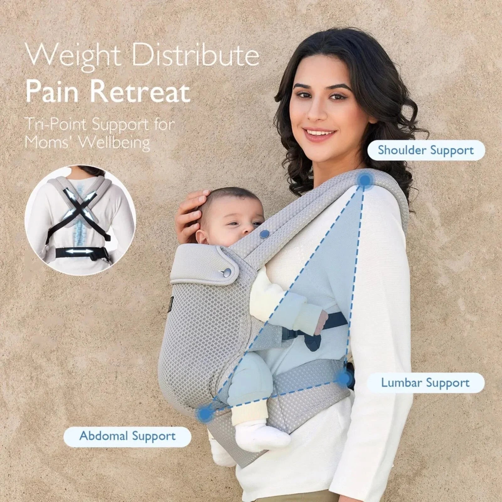 Momcozy Baby Carrier Newborn to Toddler Air Mesh - Grey - Baby&More