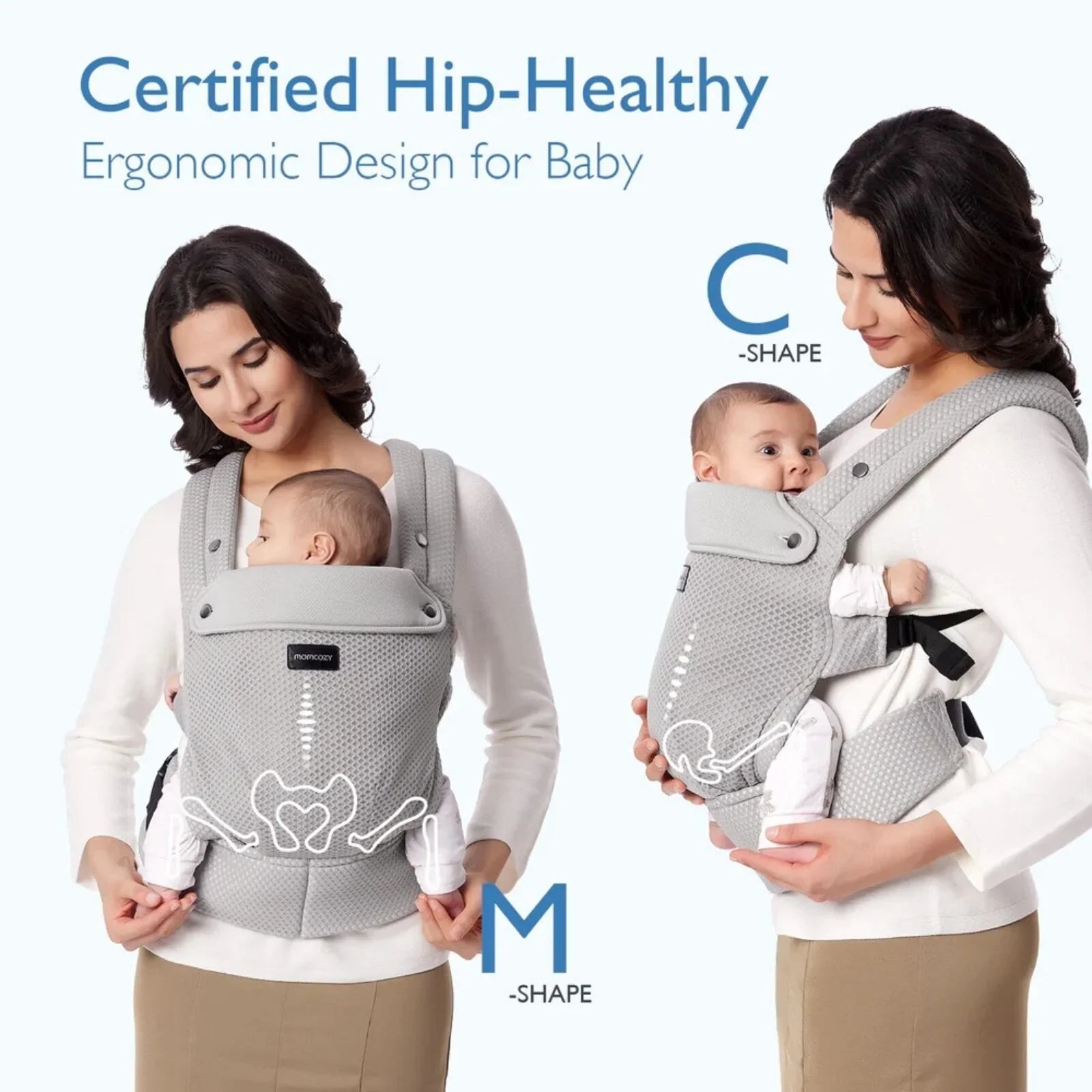Momcozy Baby Carrier Newborn to Toddler Air Mesh - Grey - Baby&More