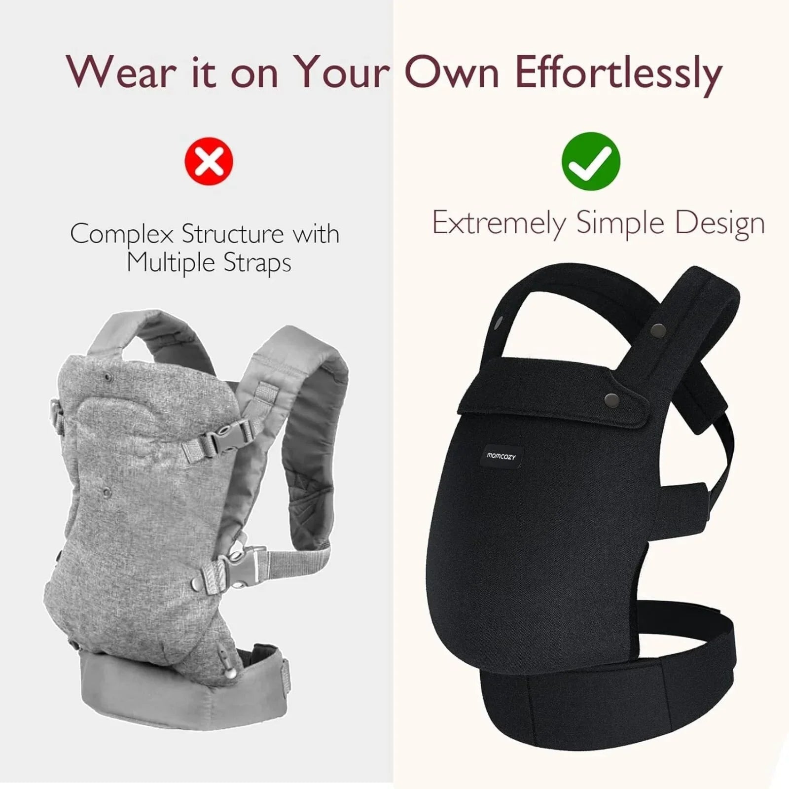 Momcozy Baby Carrier Newborn to Toddler Cotton - Black - Baby&More
