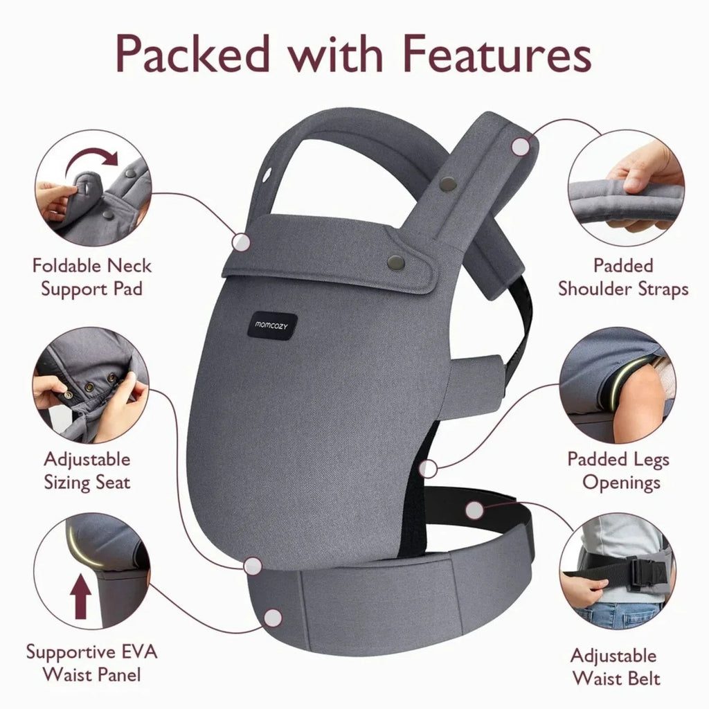 Momcozy Baby Carrier Newborn to Toddler Cotton - Grey - Baby&More