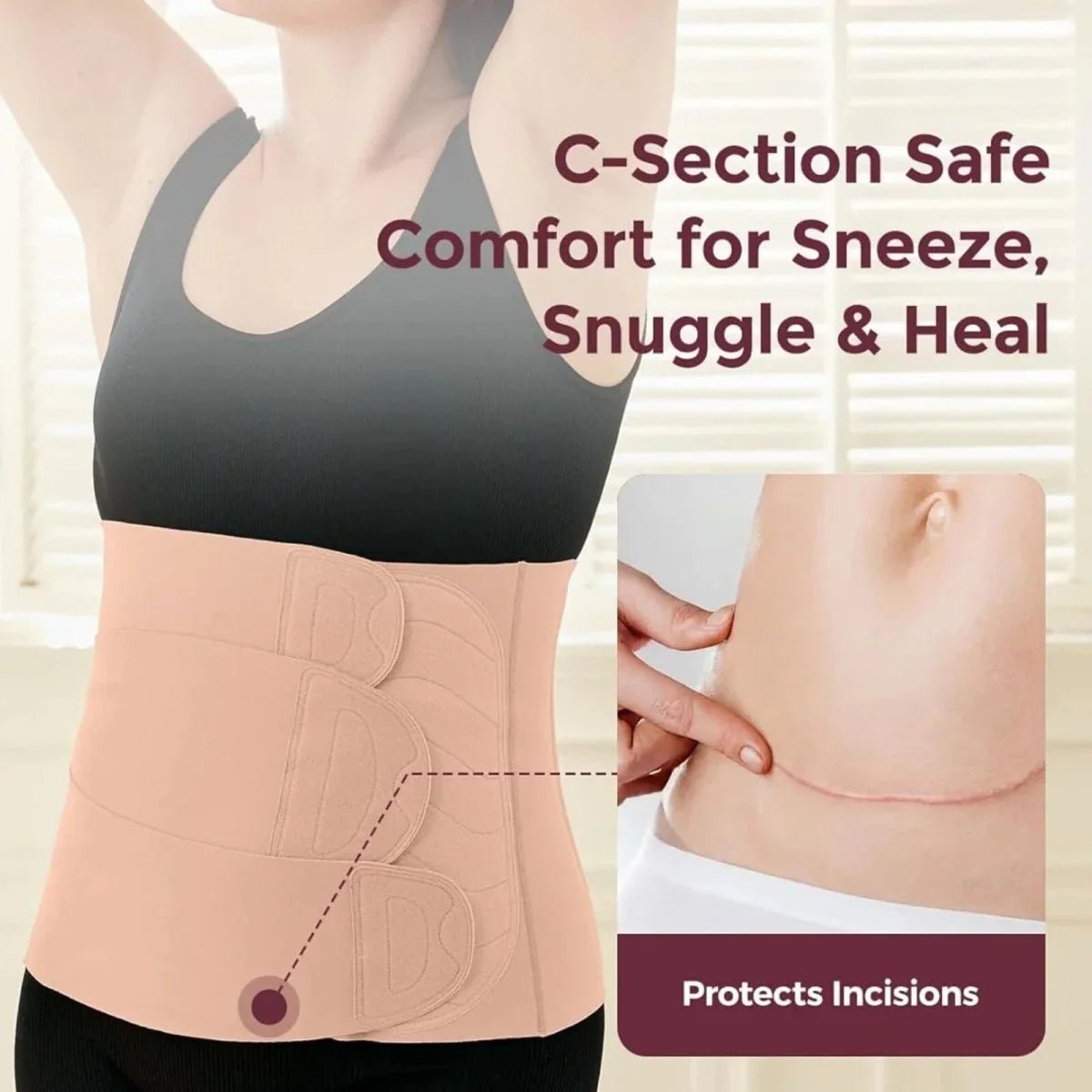 Momcozy Ergowrap Postpartum Belly Band - Standard M - Oyster Pink - Baby&More