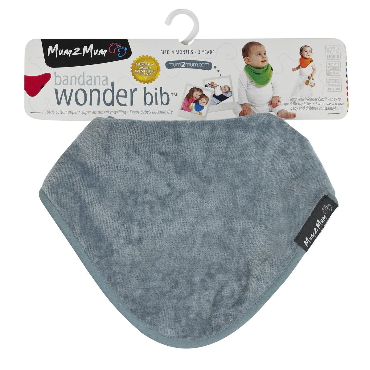 Mum 2 Mum Bandana Style Wonder Bib - Grey - Baby&More