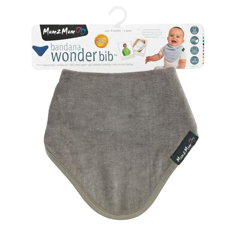 Mum 2 Mum Bandana Style Wonder Bib - Mushroom Grey/Brown - Baby&More