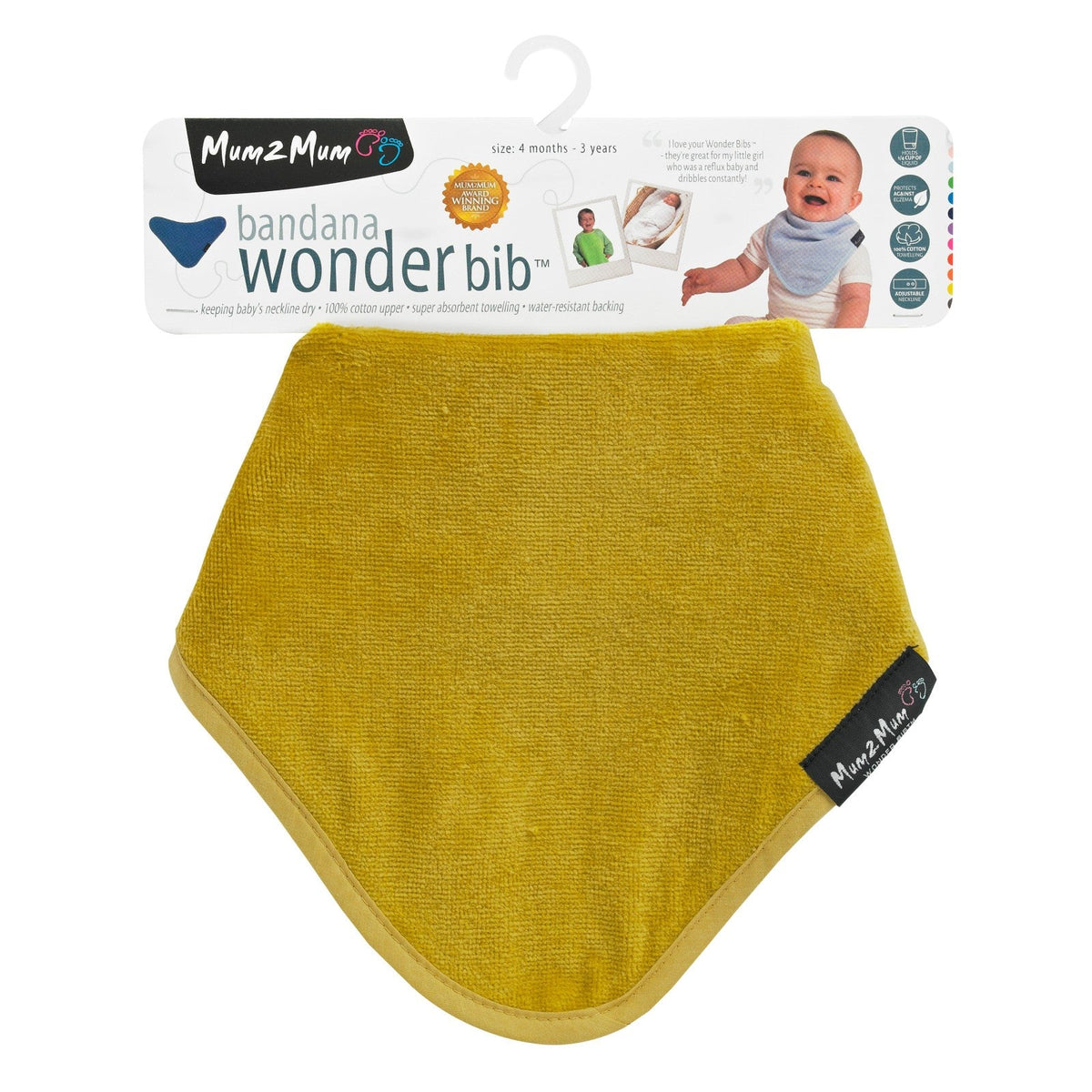 Mum 2 Mum Bandana Style Wonder Bib - Mustard Yellow - Baby&More