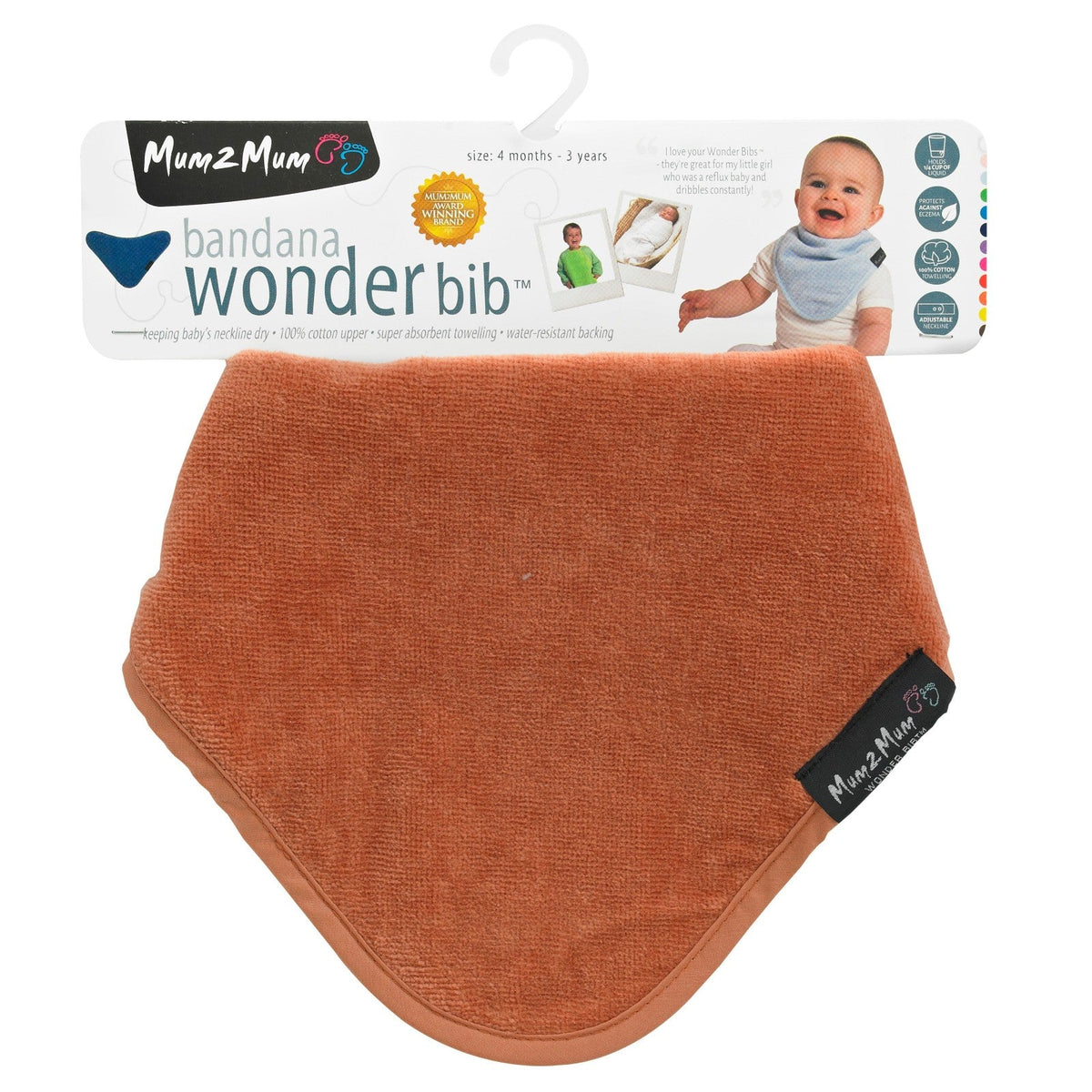 Mum 2 Mum Bandana Style Wonder Bib - Rust Orange - Baby&More