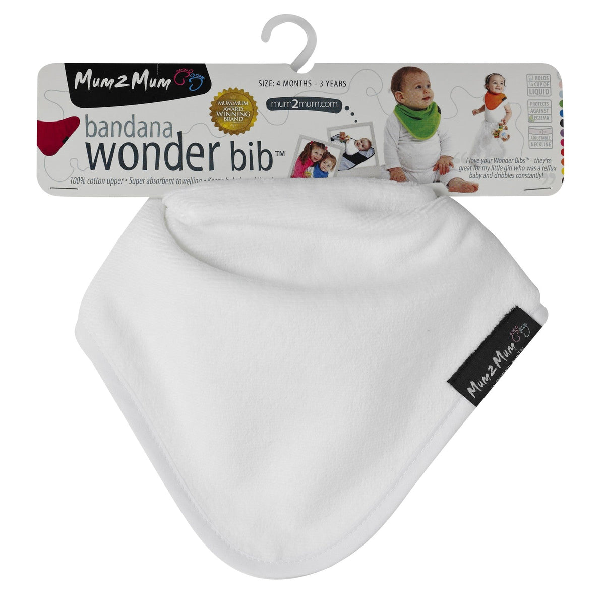 Mum 2 Mum Bandana Style Wonder Bib - White - Baby&More