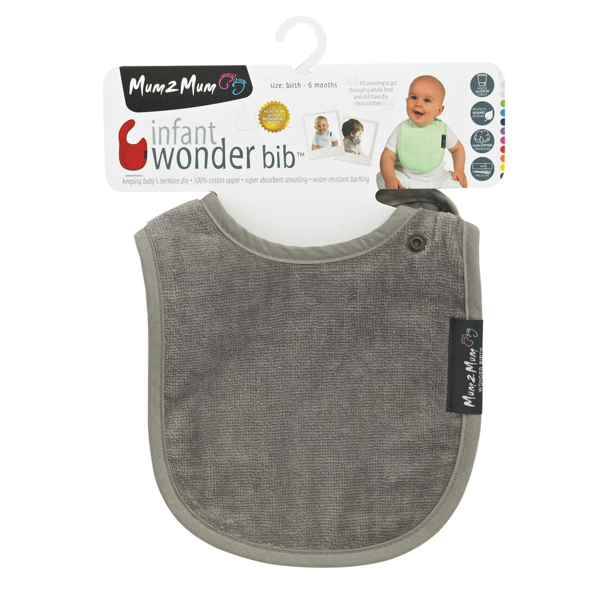 Mum 2 Mum Infant Wonder Bib - Mushroom Grey/Brown - Baby&More