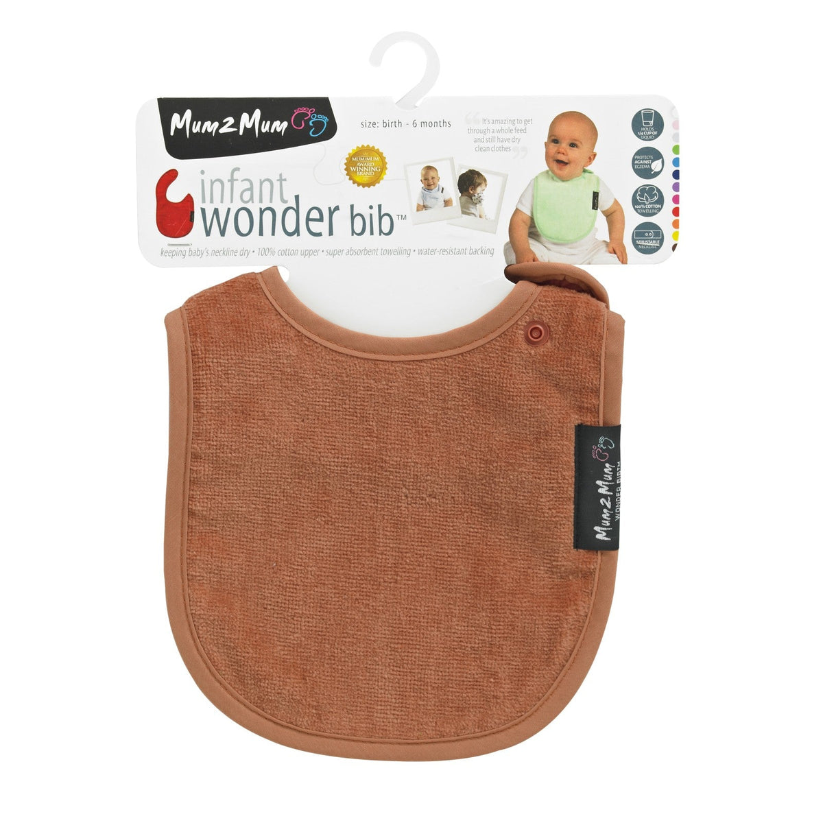 Mum 2 Mum Infant Wonder Bib - Rust - Baby&More