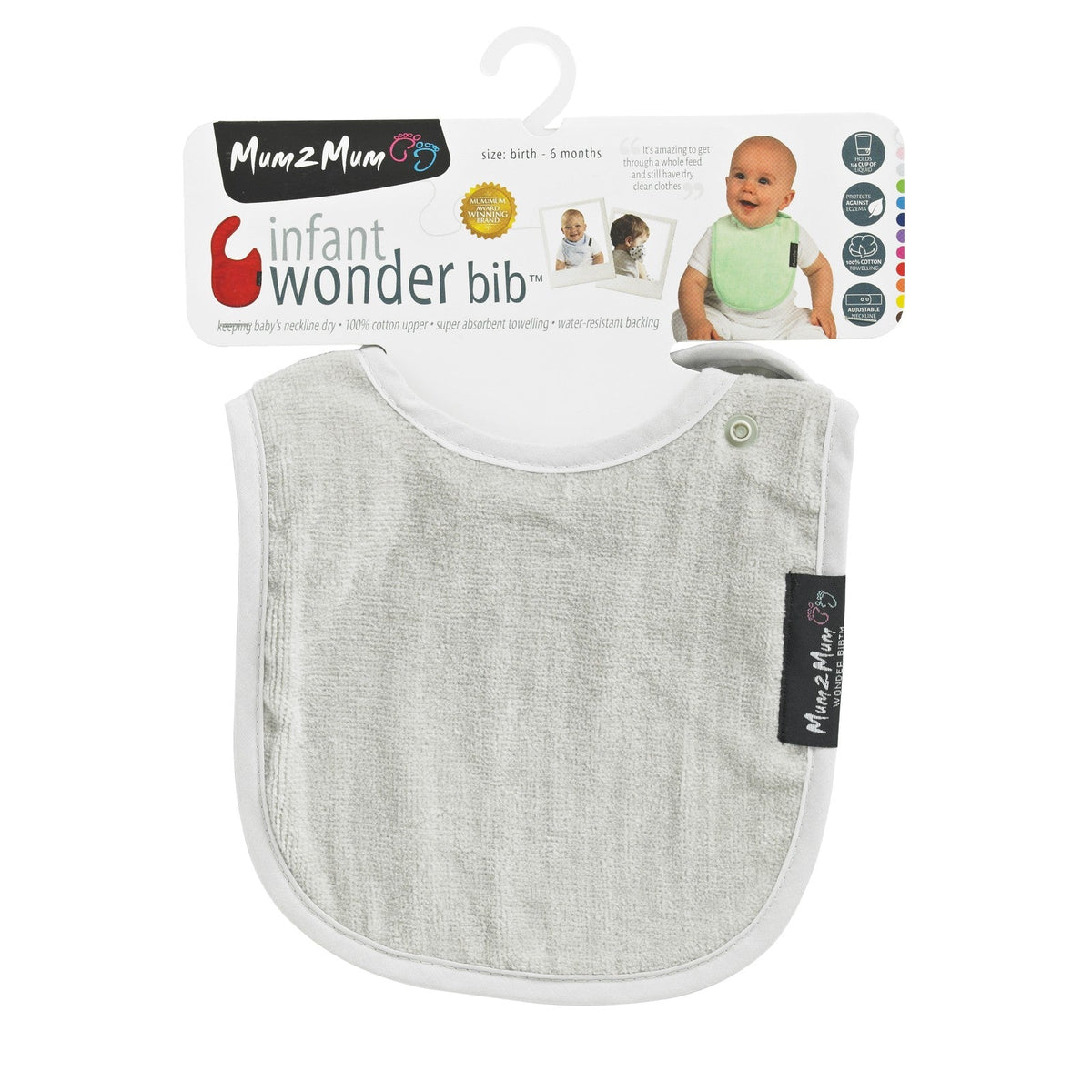 Mum 2 Mum Infant Wonder Bib - Stone Grey - Baby&More