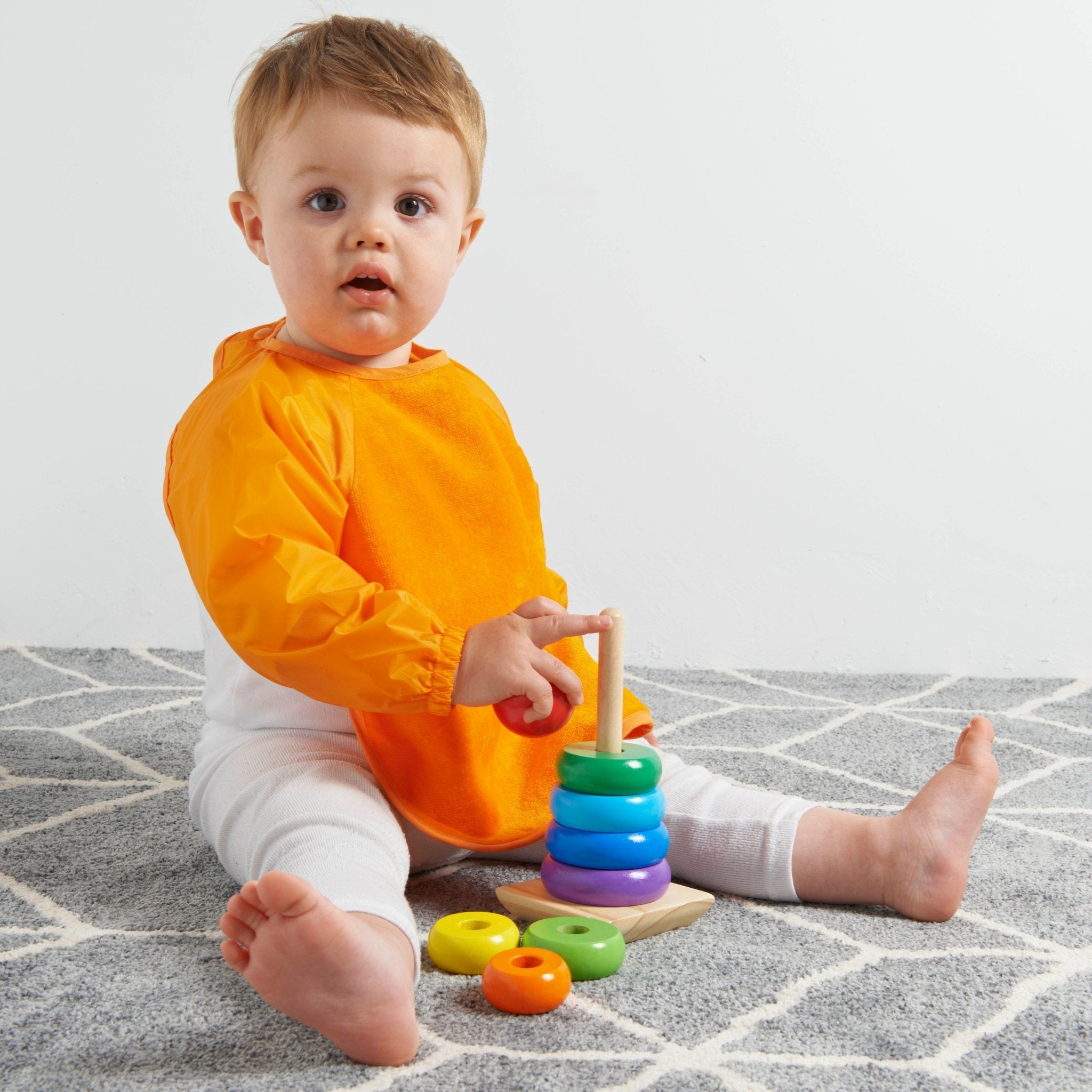 Mum 2 Mum Sleeved Wonder Bib - Orange Modelled