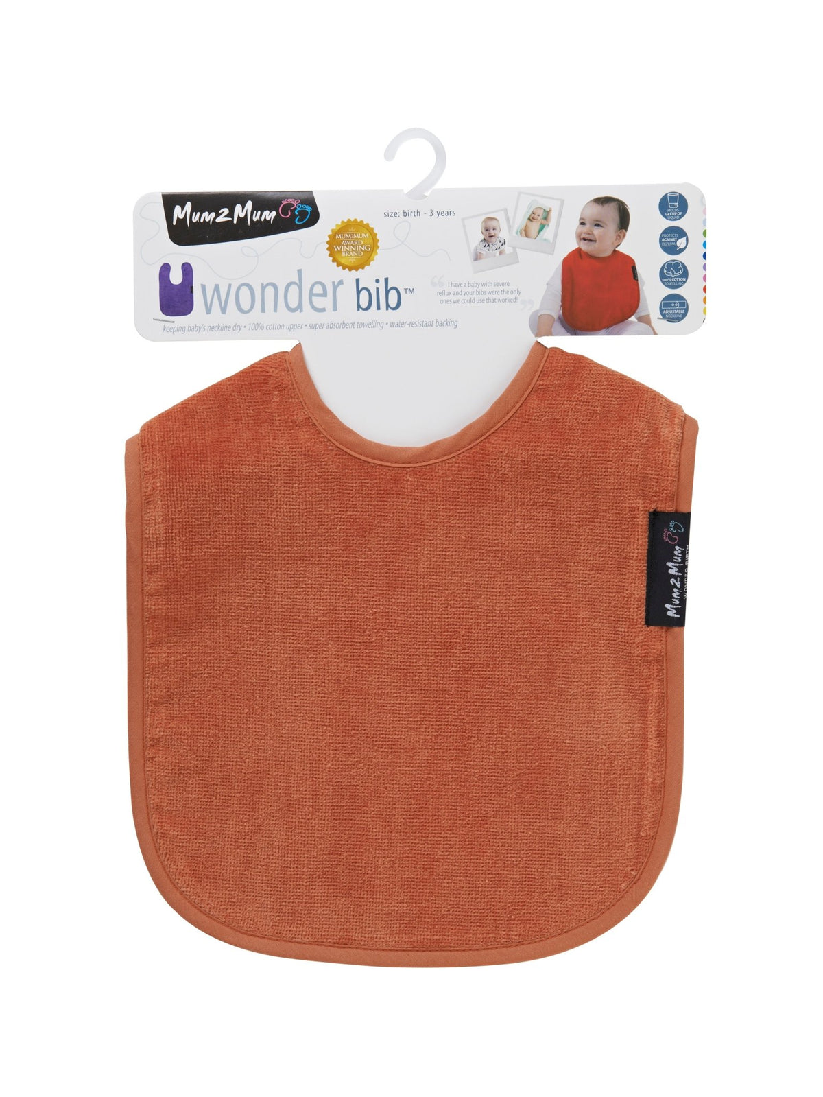 Mum 2 Mum Standard Wonder Bib - Rust - Baby&More
