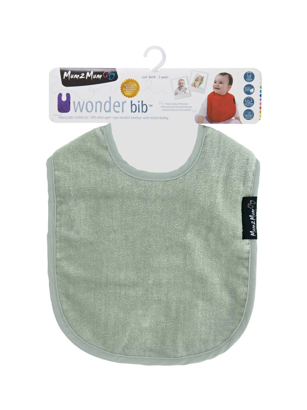 Mum 2 Mum Standard Wonder Bib - Sage Green - Baby&More