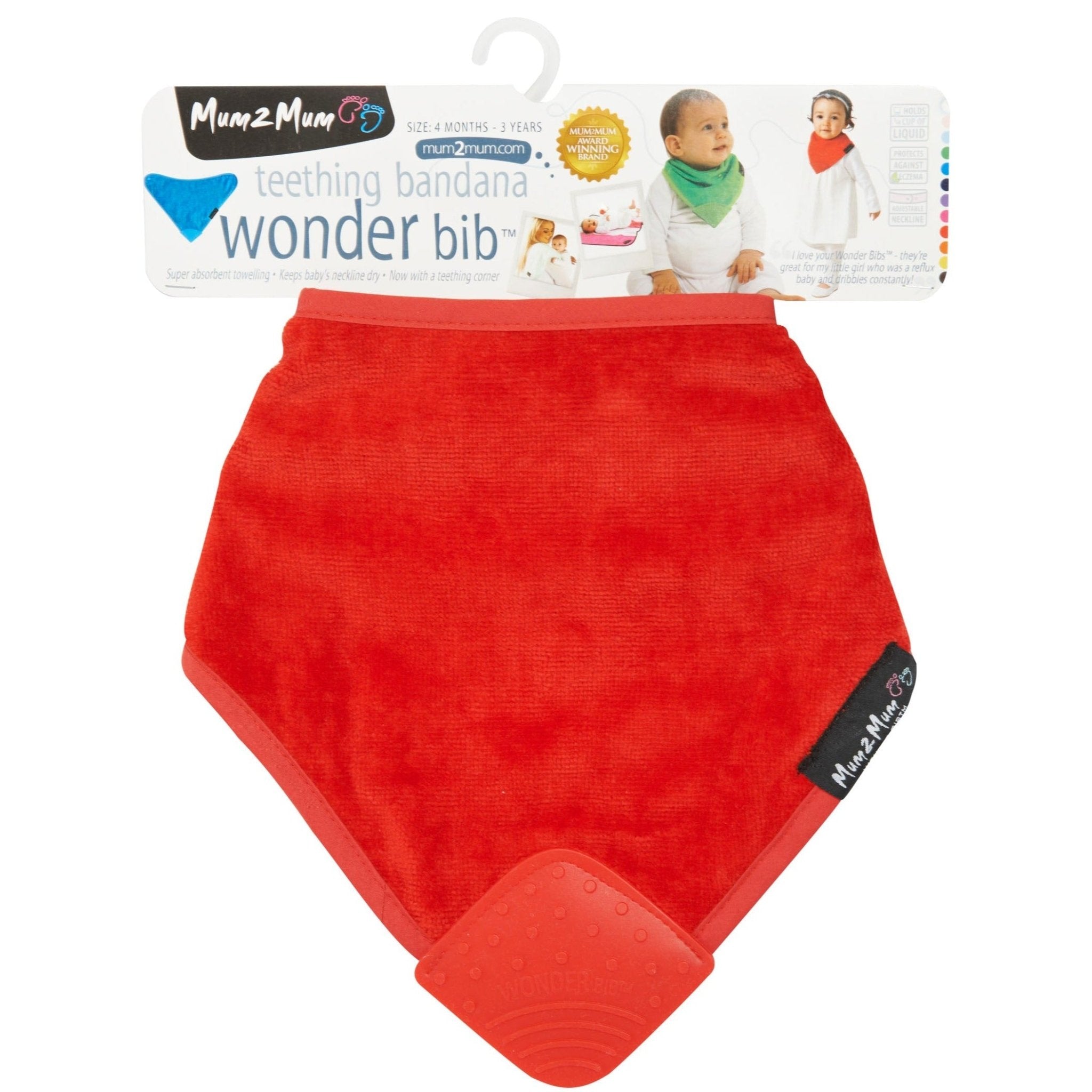 Mum 2 Mum Teething Bandana Wonder Bib - Red in Packaging - Baby&More