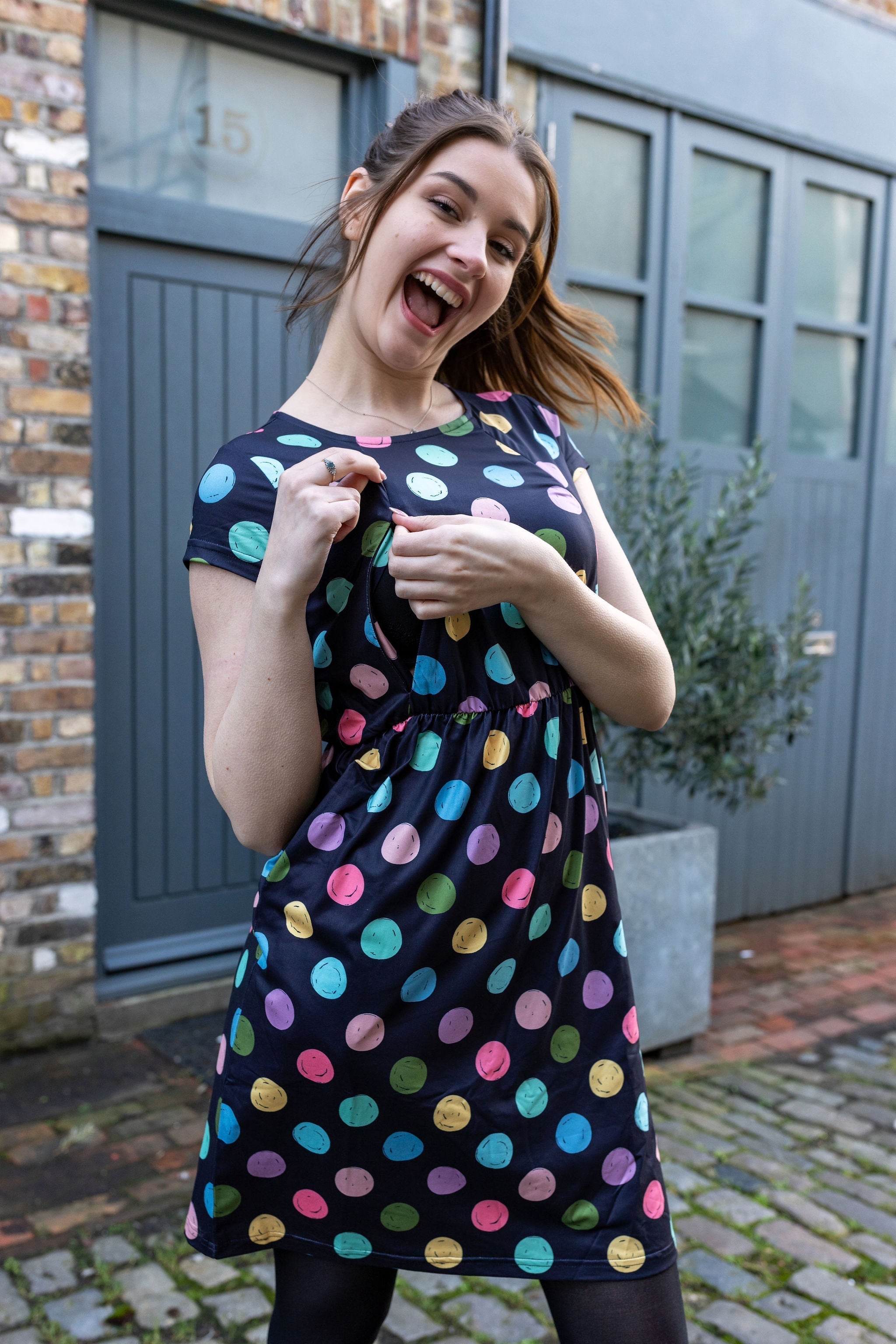 The Knee Length Breastfeeding Dress - Spot