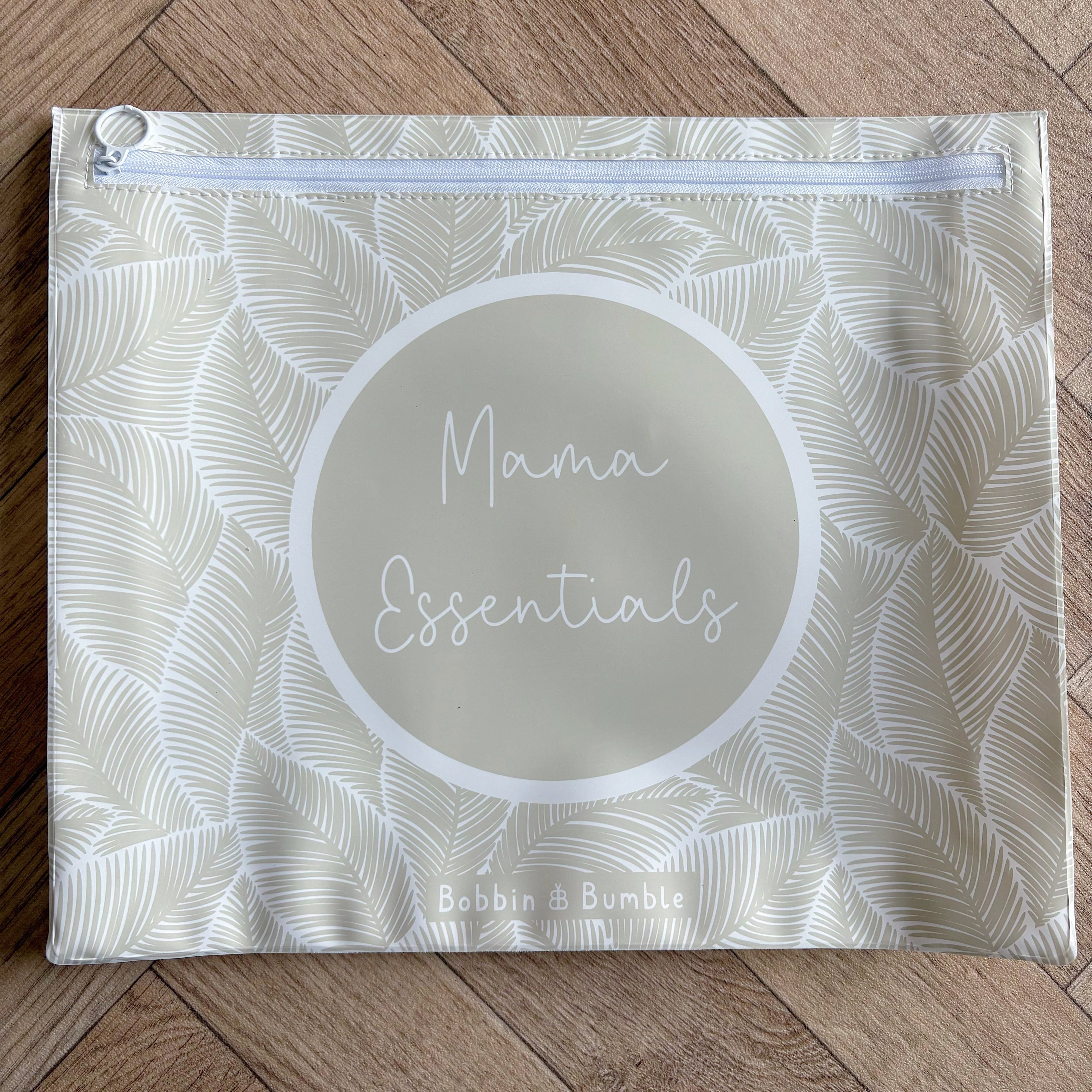 Bobbin and Bumble Hospital Bag Organiser Pouches - Unisex Beige Leaf Print