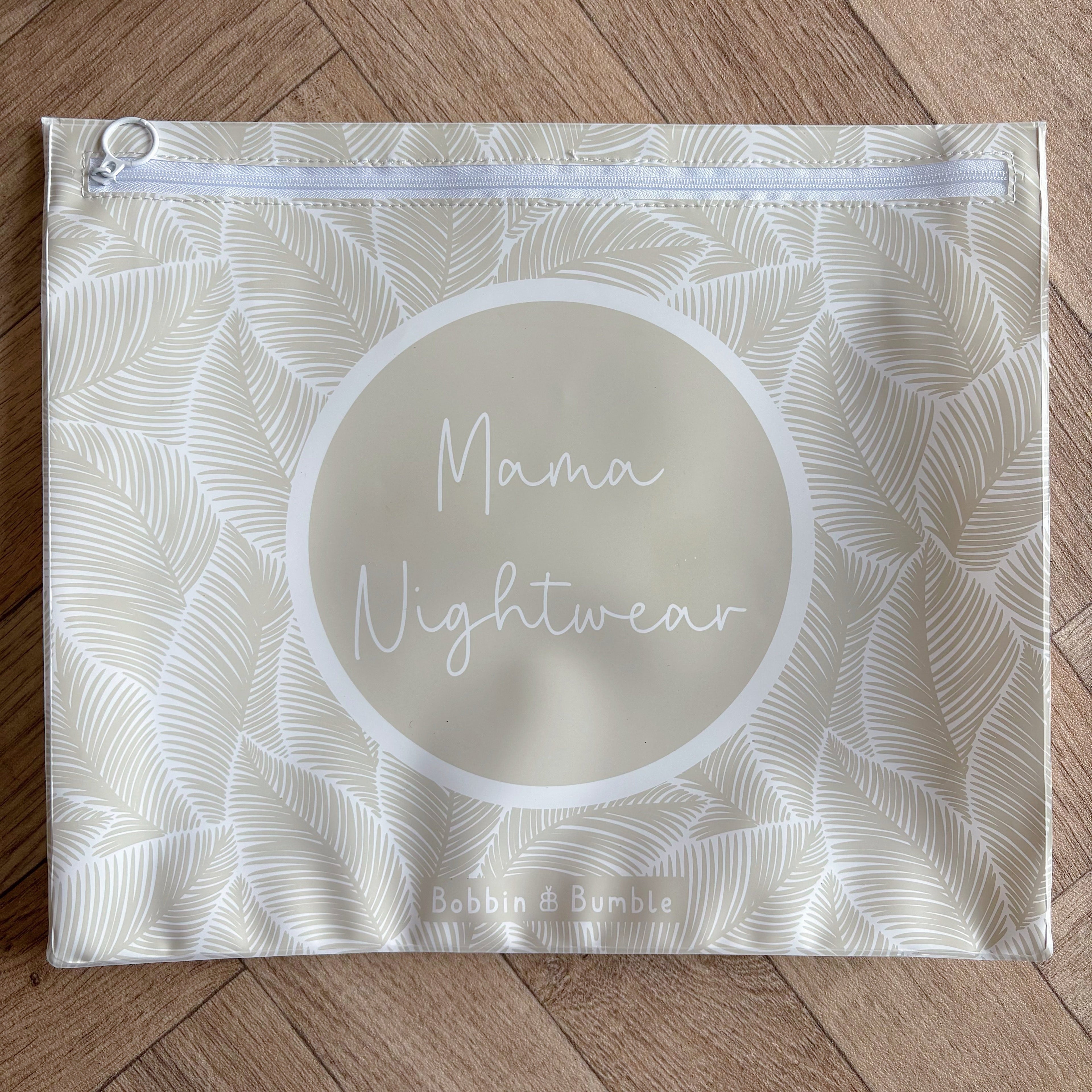 Bobbin and Bumble Hospital Bag Organiser Pouches - Unisex Beige Leaf Print