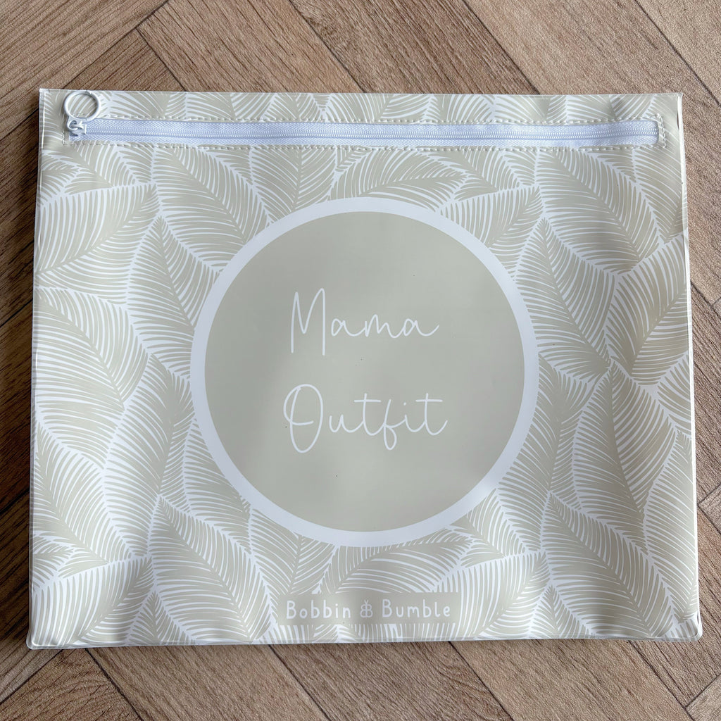 Bobbin and Bumble Hospital Bag Organiser Pouches - Unisex Beige Leaf Print