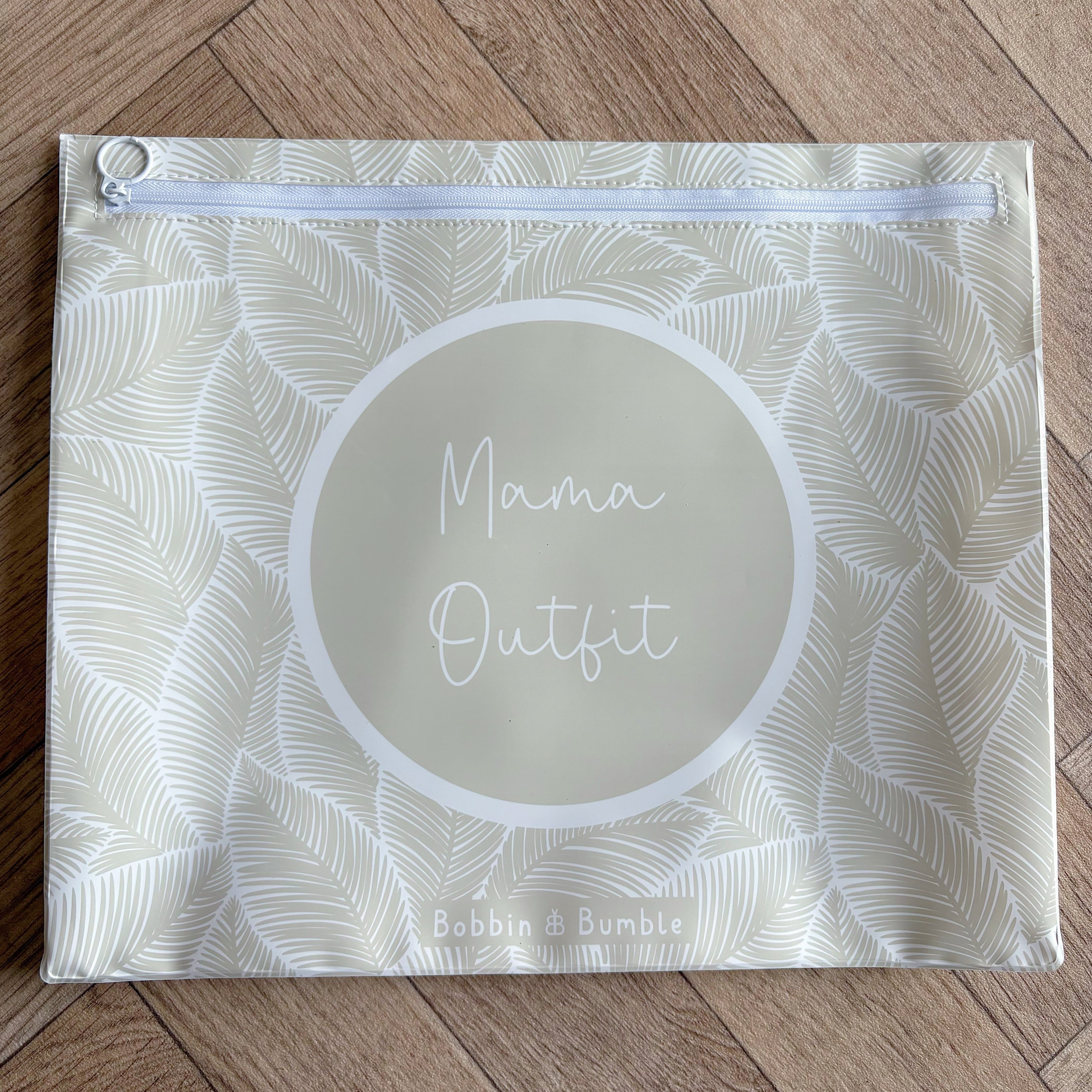 Bobbin and Bumble Hospital Bag Organiser Pouches - Unisex Beige Leaf Print