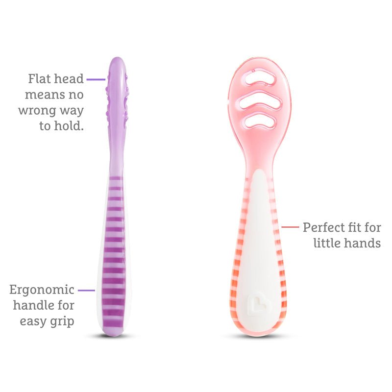 Munchkin Gentle Dip Multistage First Spoons - Pink & Purple - 3 Pack - Baby&More