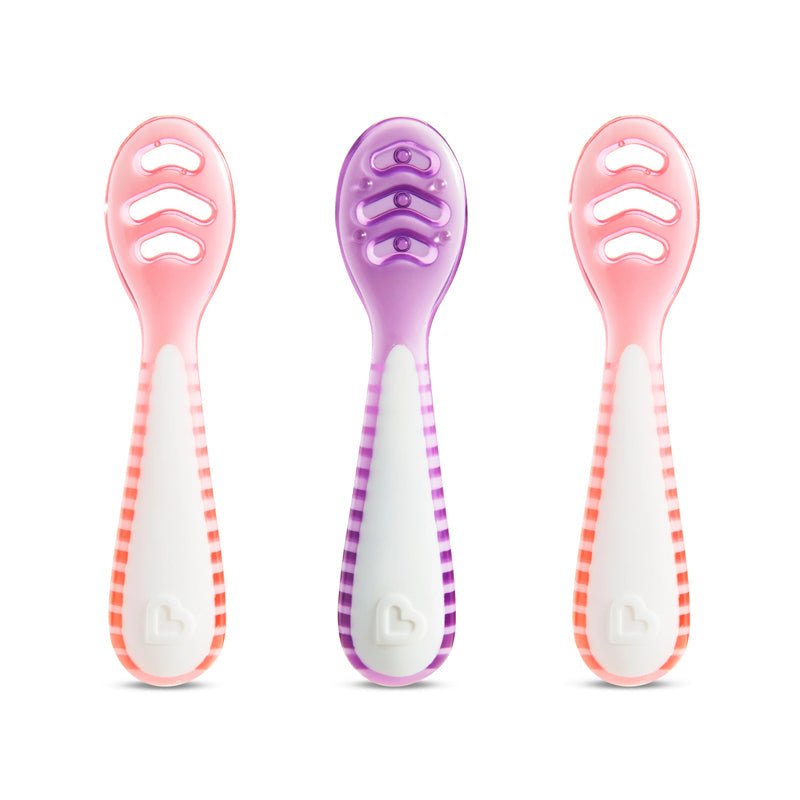 Munchkin Gentle Dip Multistage First Spoons - Pink & Purple - 3 Pack - Baby&More