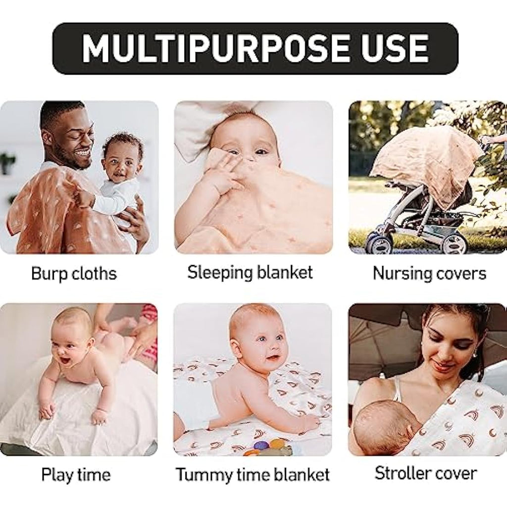 Muslin Squares - 6 pack - Rust, Peach, White - Baby&More