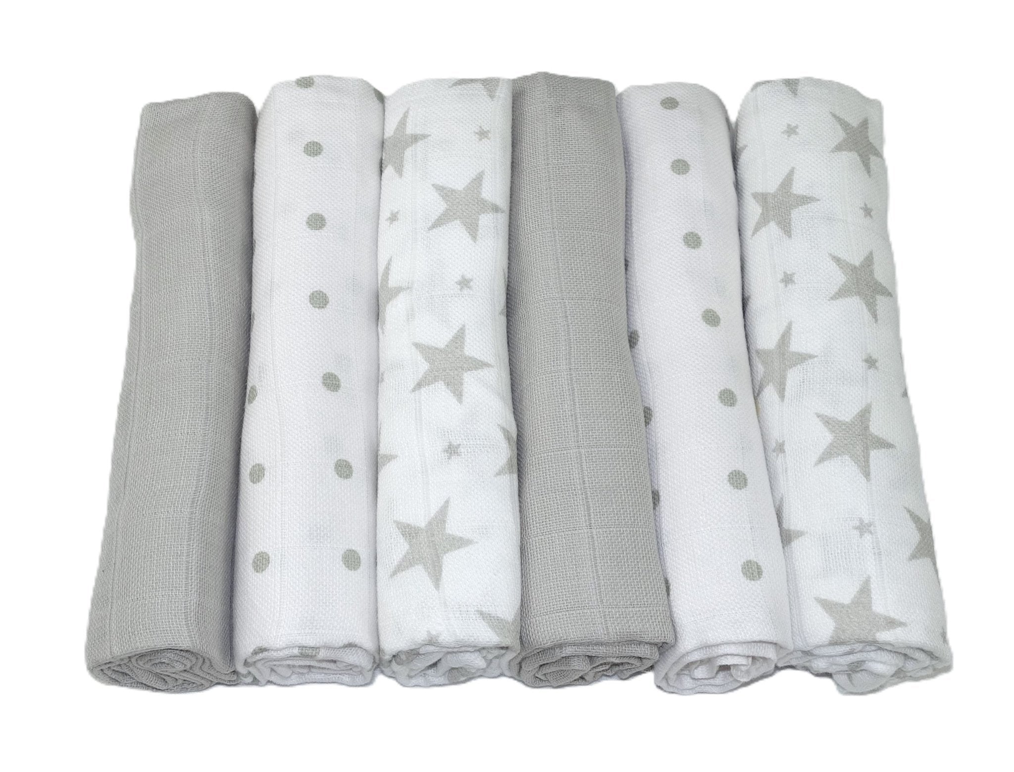 Muslin Squares Six & 12 Pack - Nine Colours & Patterns - Baby&More