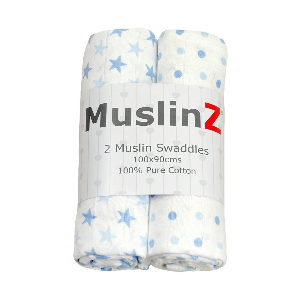 Muslin Swaddles - Two Pack - Spot/Star Print - Baby&More