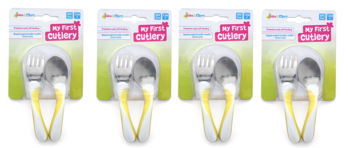 First Cutlery Set Baby&More | My First Cutlery Set 2pc set | Yellow/White