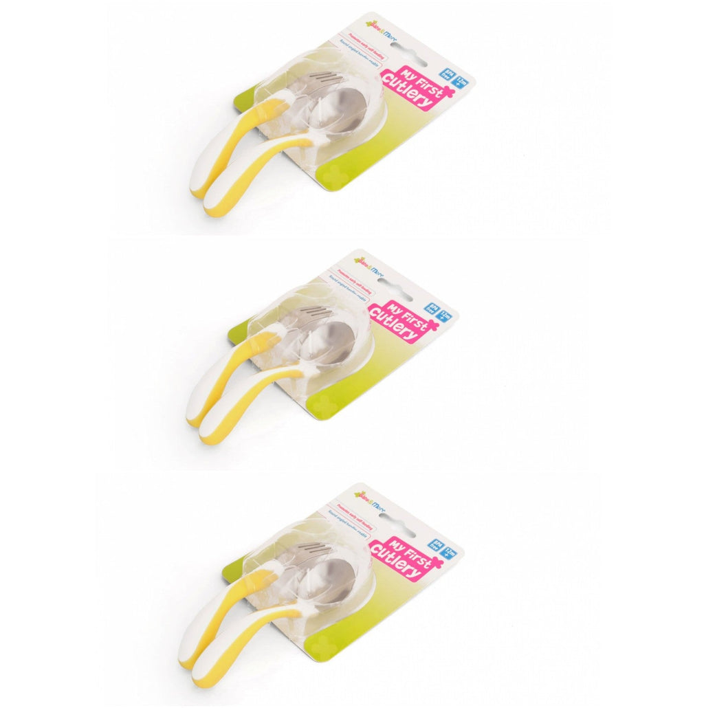 First Cutlery Set Baby&More | My First Cutlery Set 2pc set | Yellow/White