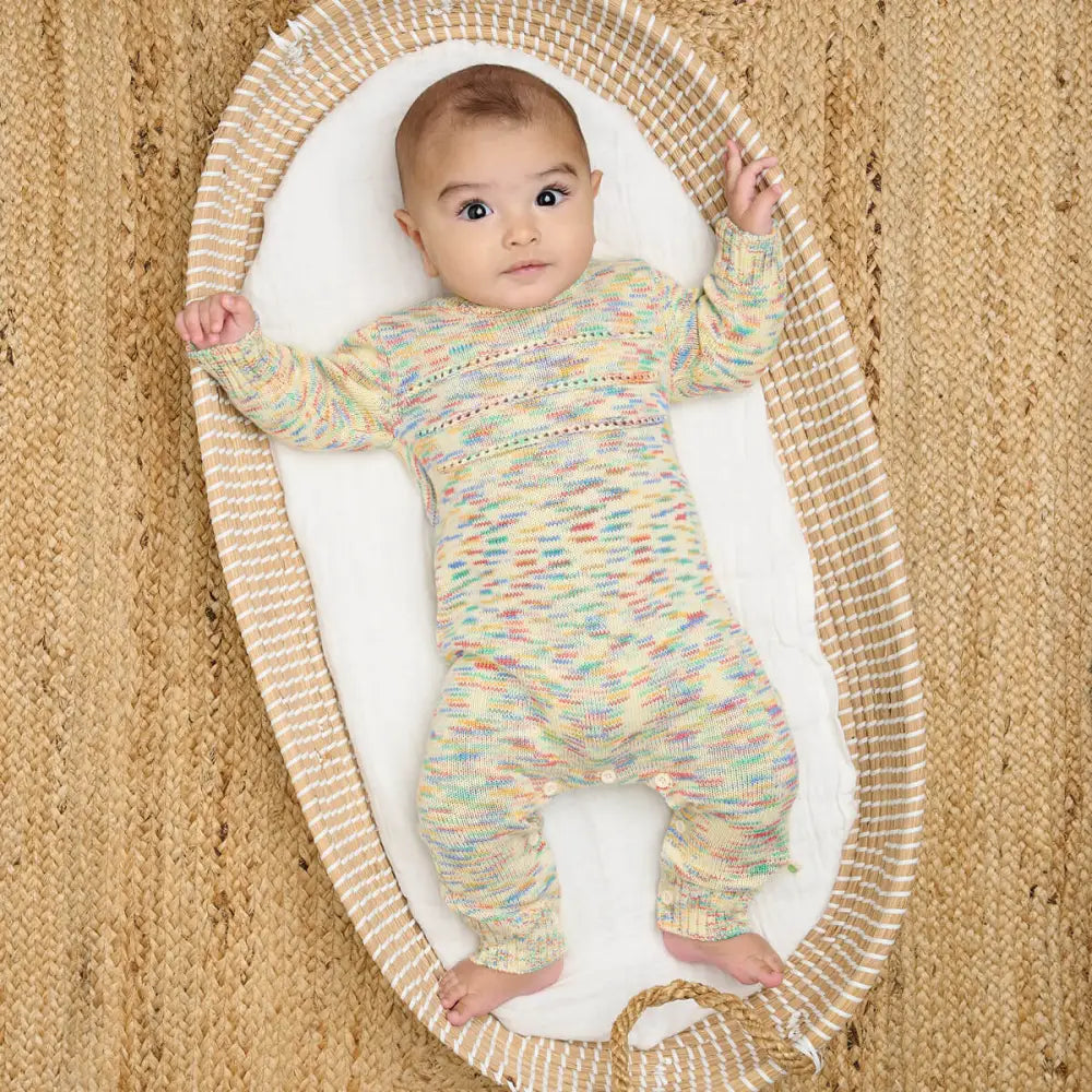 The bonniemob Space-Dye Organic Cotton Knitted Baby Onesie