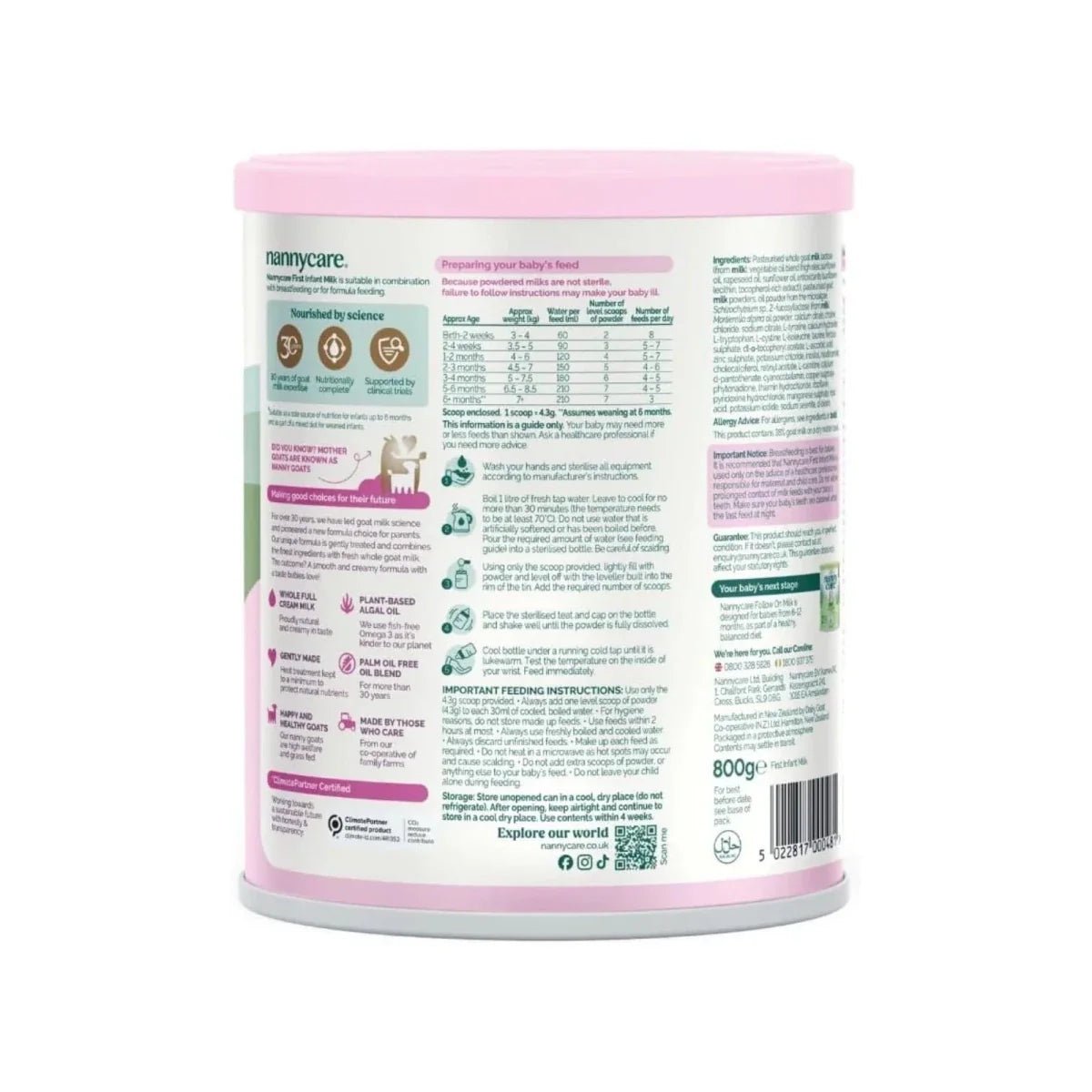 Nannycare First Infant Goat Milk Formula - Stage 1 - 800g - Baby&More