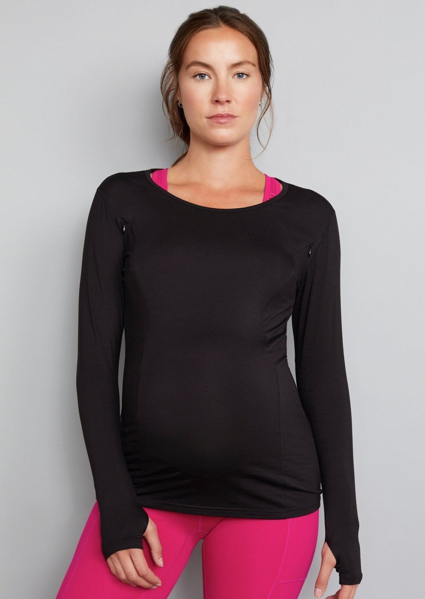 Natal Active Bamboo Maternity & Breastfeeding Long Sleeved Top - Black - Baby&More