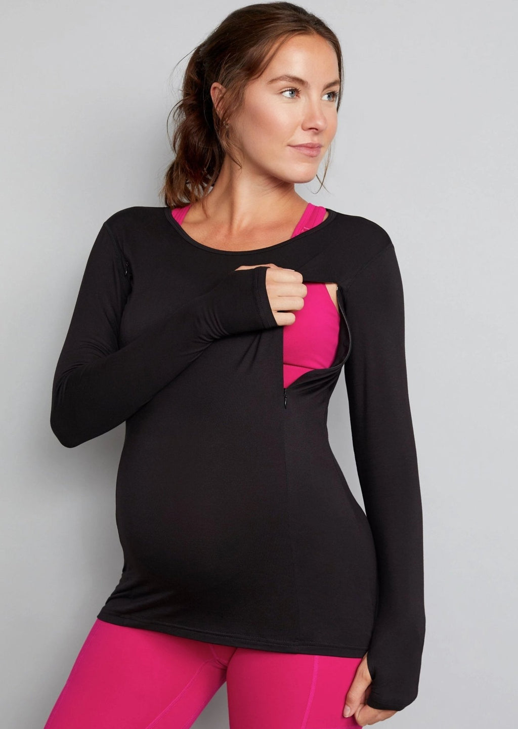 Natal Active Bamboo Maternity & Breastfeeding Long Sleeved Top - Black - Baby&More
