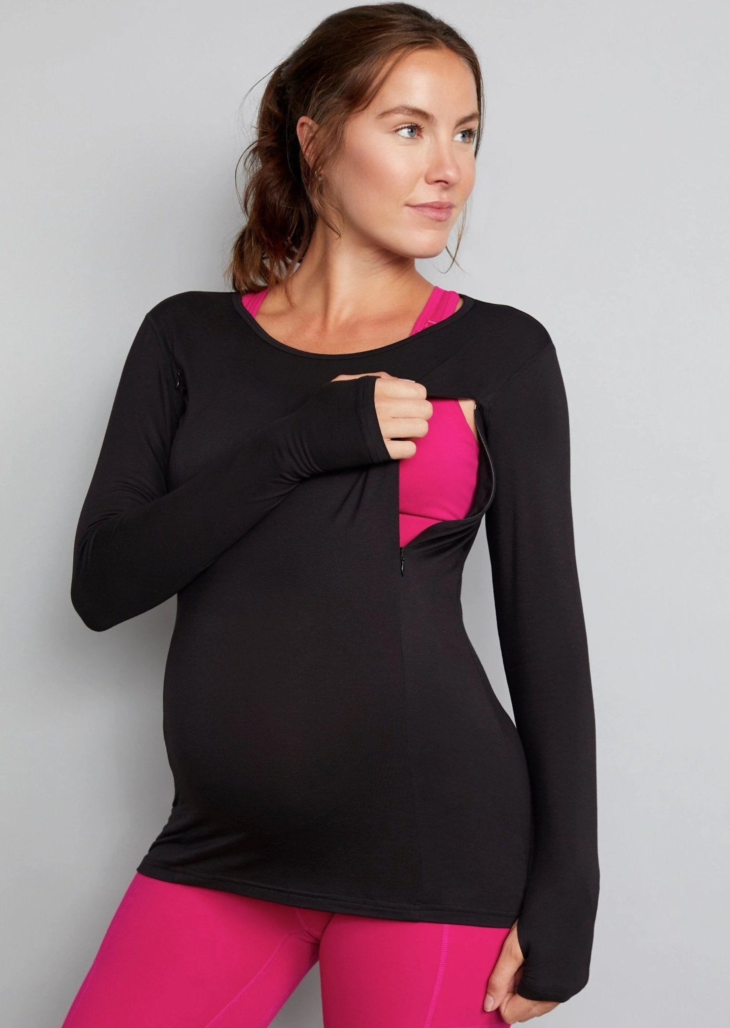Natal Active Bamboo Maternity & Breastfeeding Long Sleeved Top - Black - Baby&More