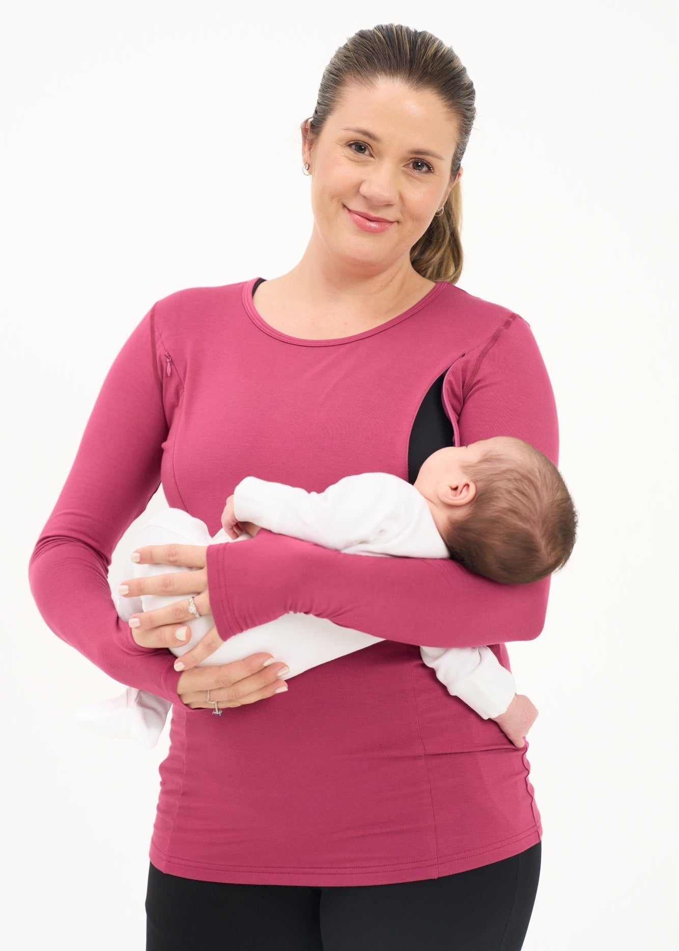 Natal Active Bamboo Maternity & Breastfeeding Long Sleeved Top - Cherry - Baby&More