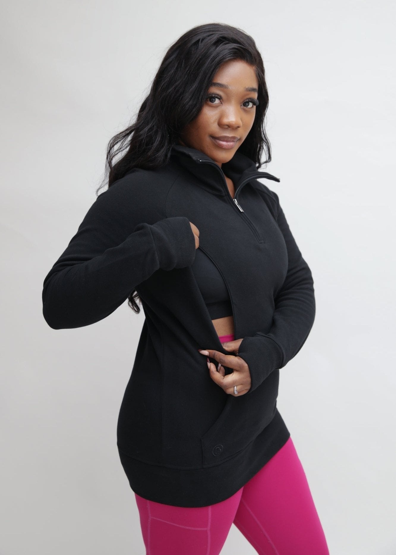 Natal Active Breastfeeding & Maternity 1/4 Zip Sweater - Black - Baby&More