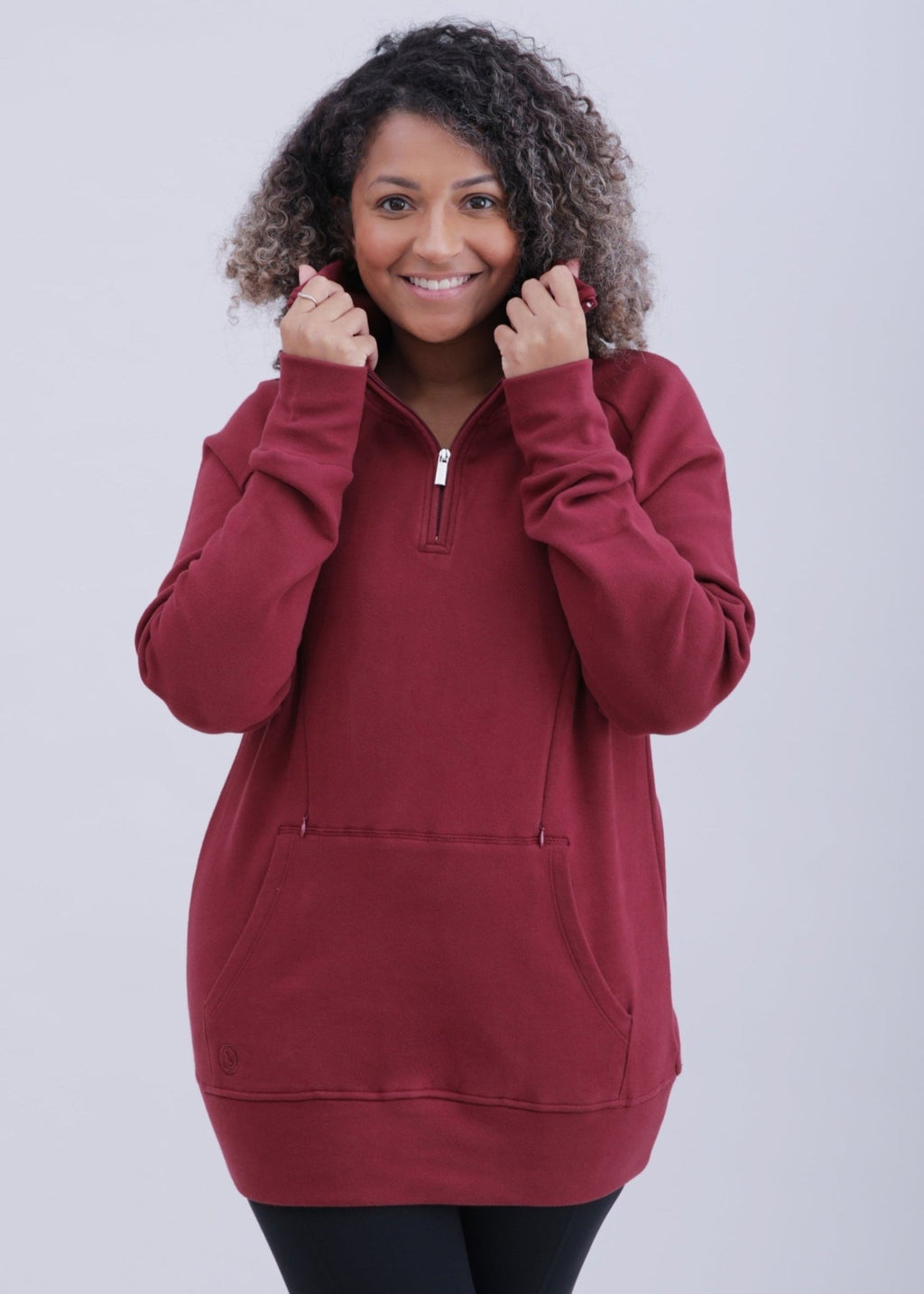 Natal Active Breastfeeding & Maternity 1/4 Zip Sweater - Burgundy - Baby&More